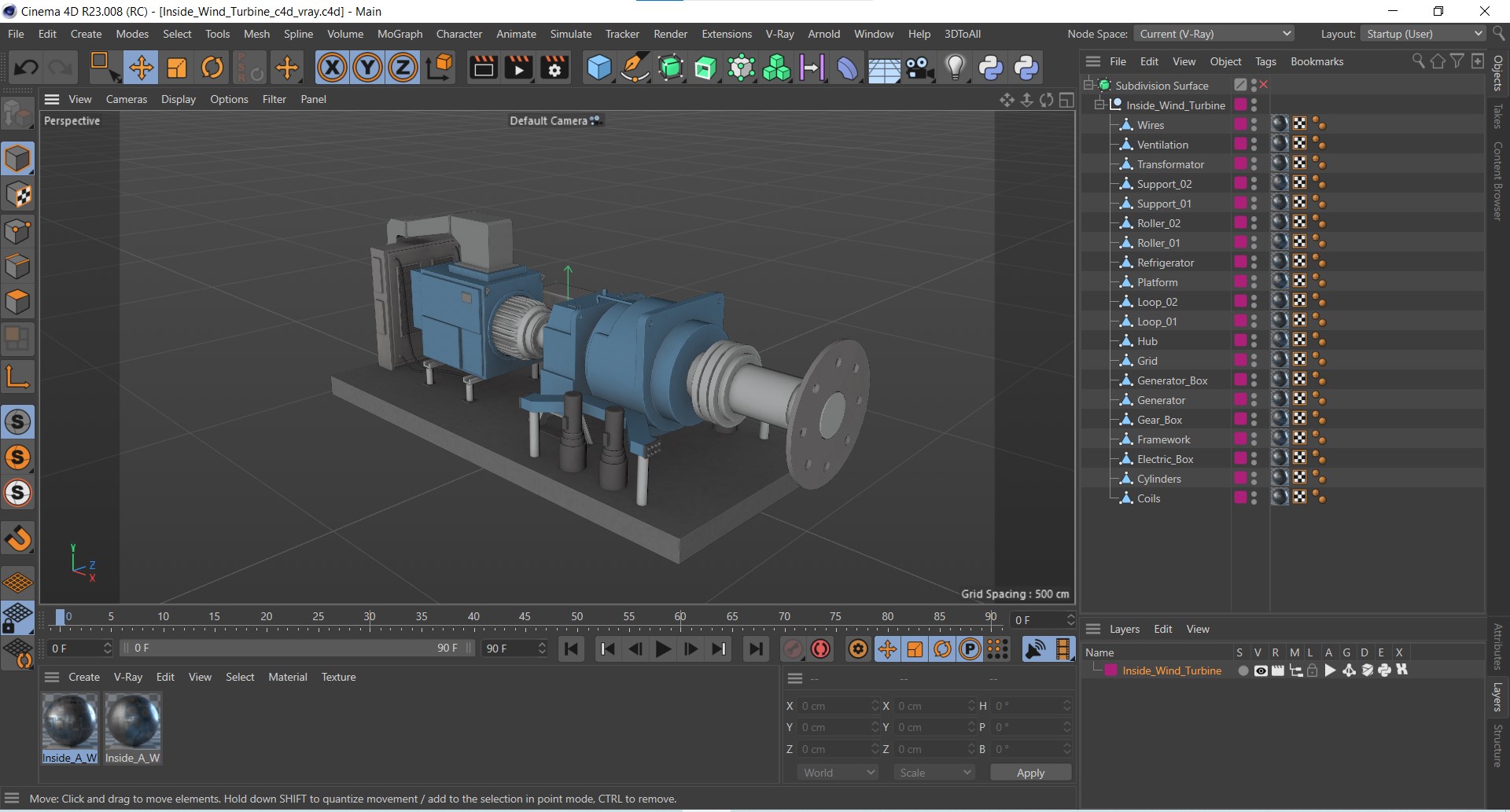 Inside Wind Turbine 3D model