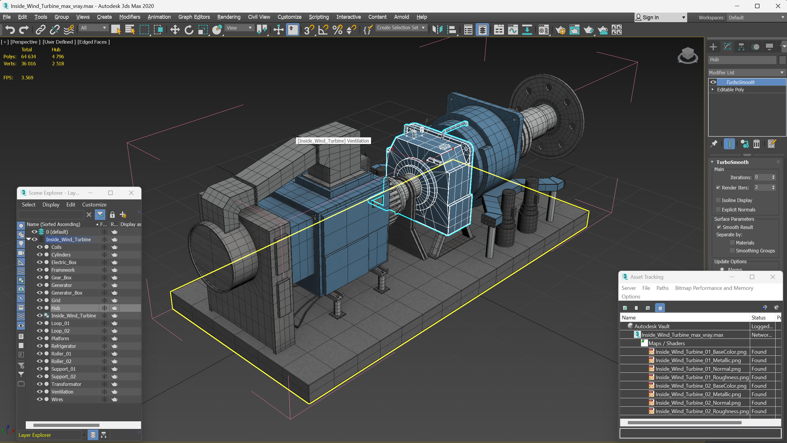 Inside Wind Turbine 3D model