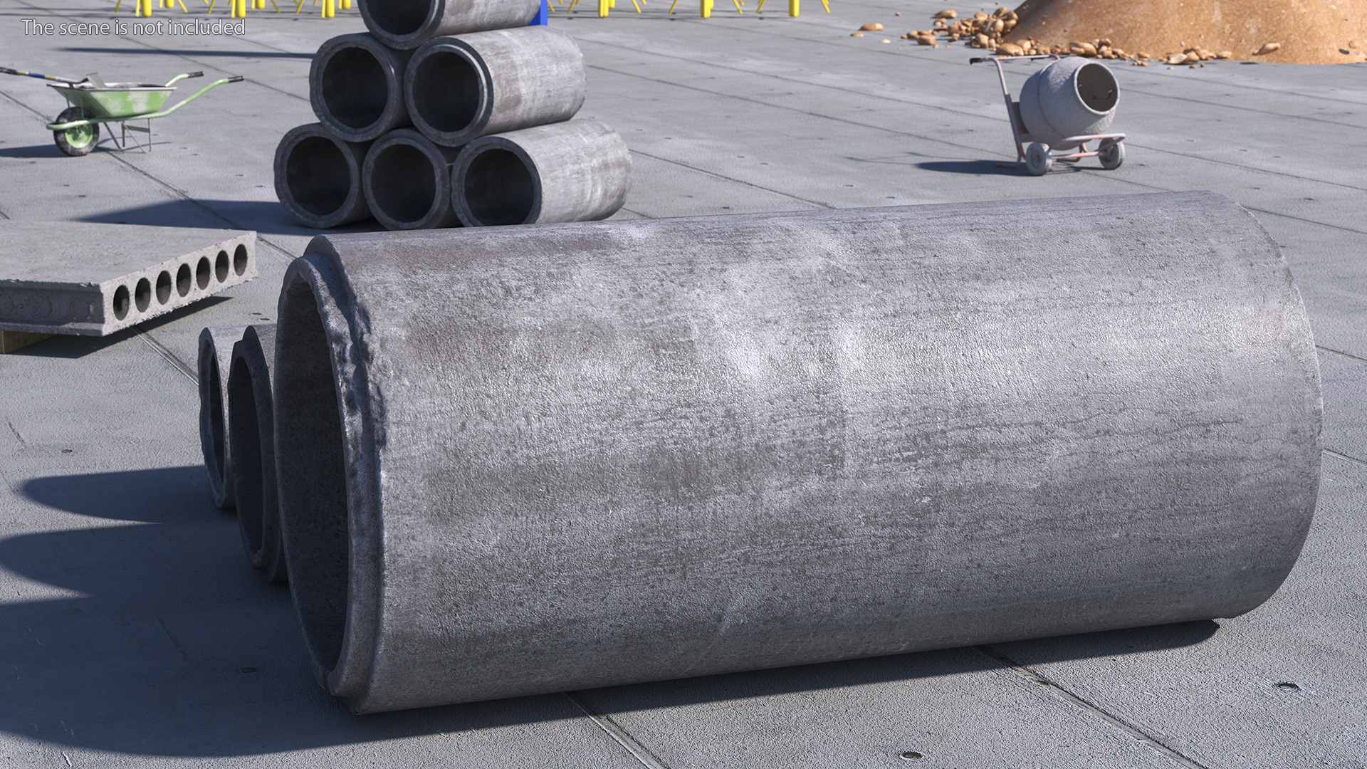 3D model Precast Concrete Drainage Pipes Set