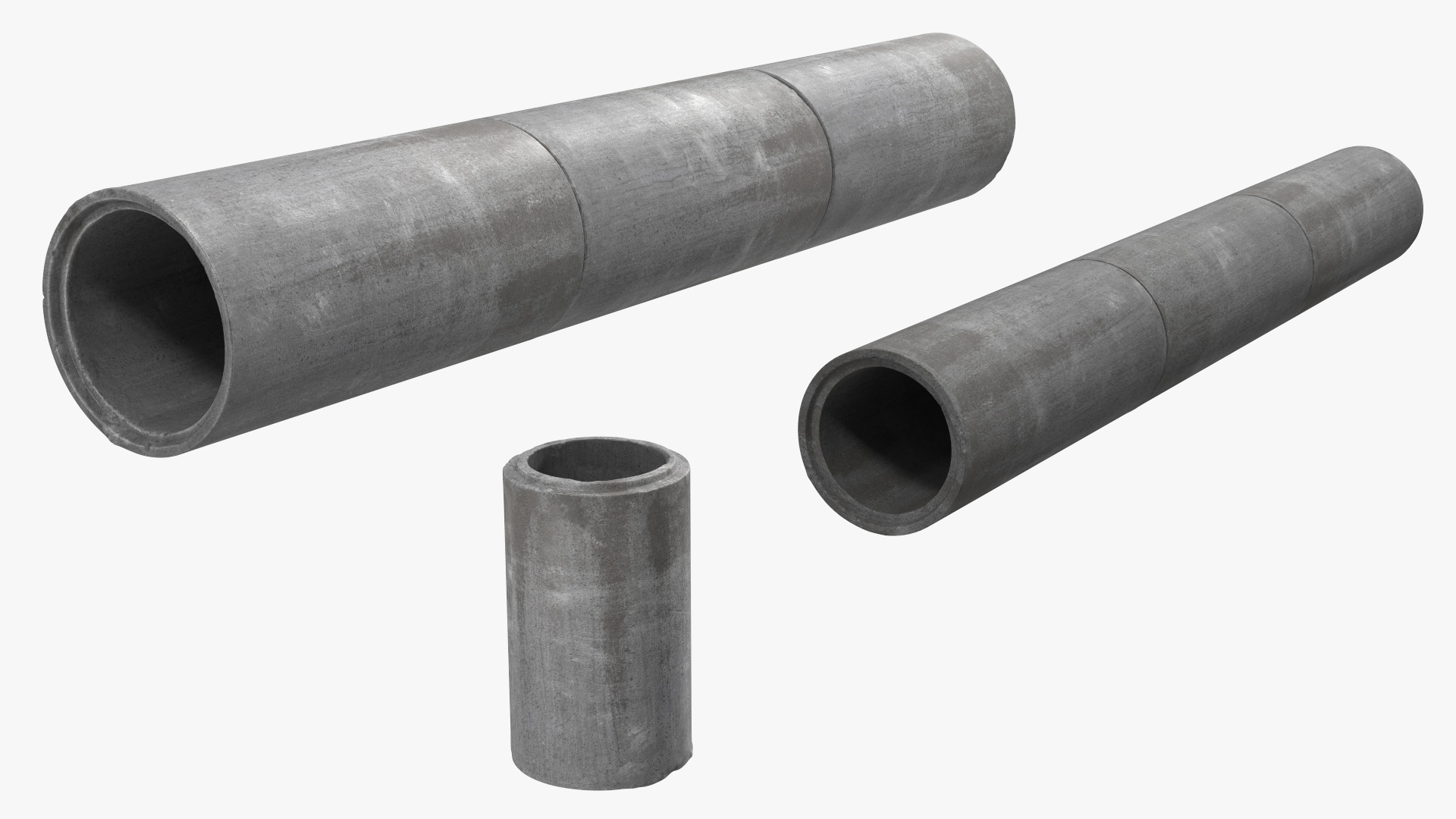 3D model Precast Concrete Drainage Pipes Set