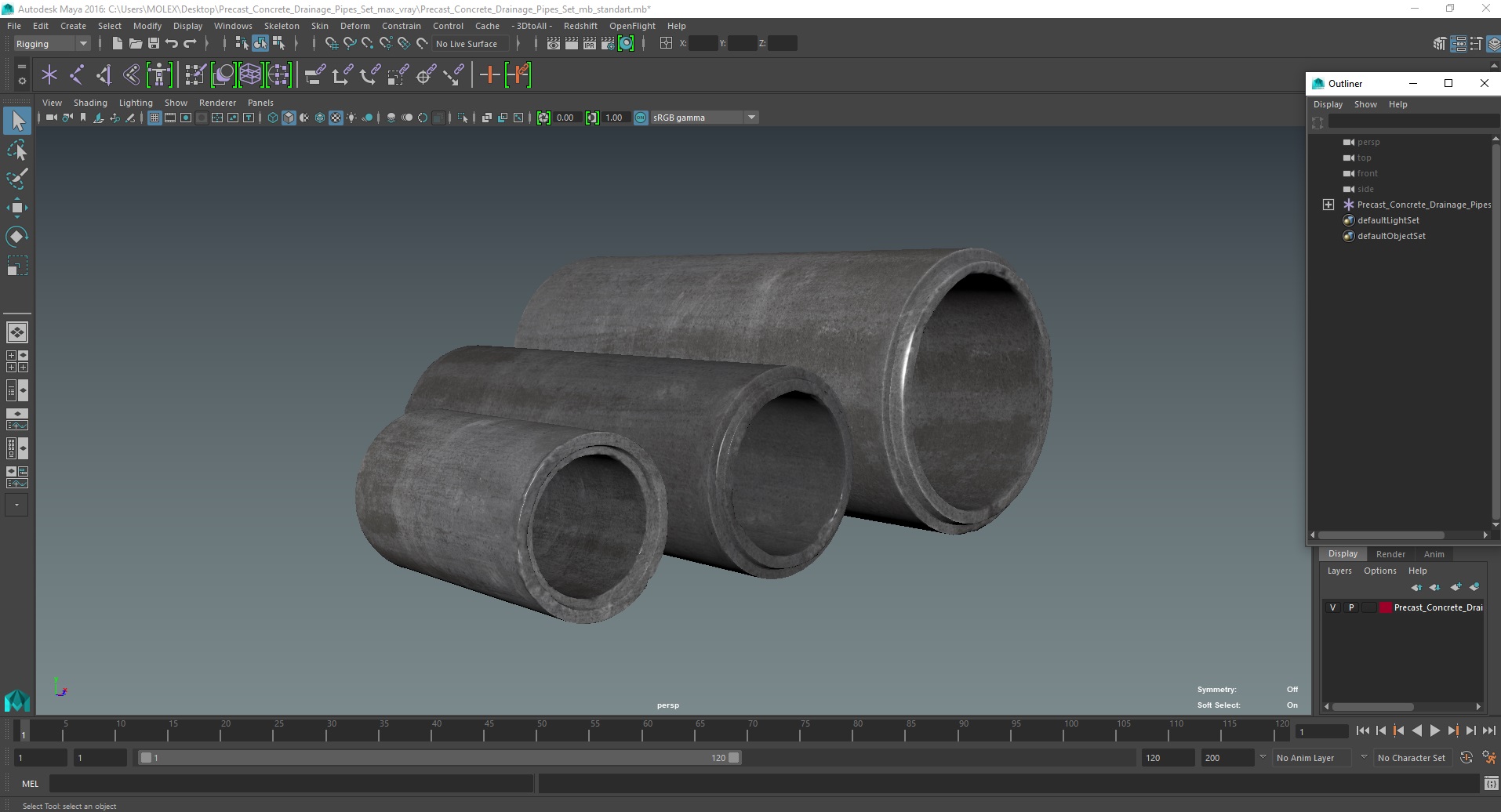 3D model Precast Concrete Drainage Pipes Set