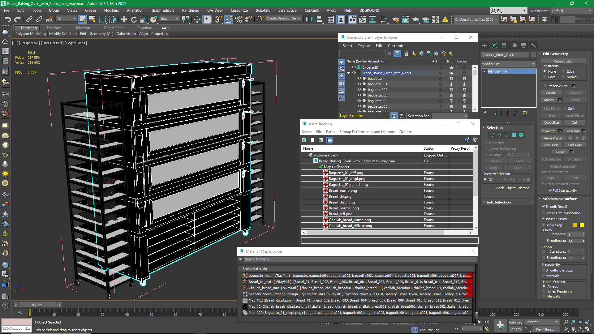 3D Bread Baking Oven with Racks model