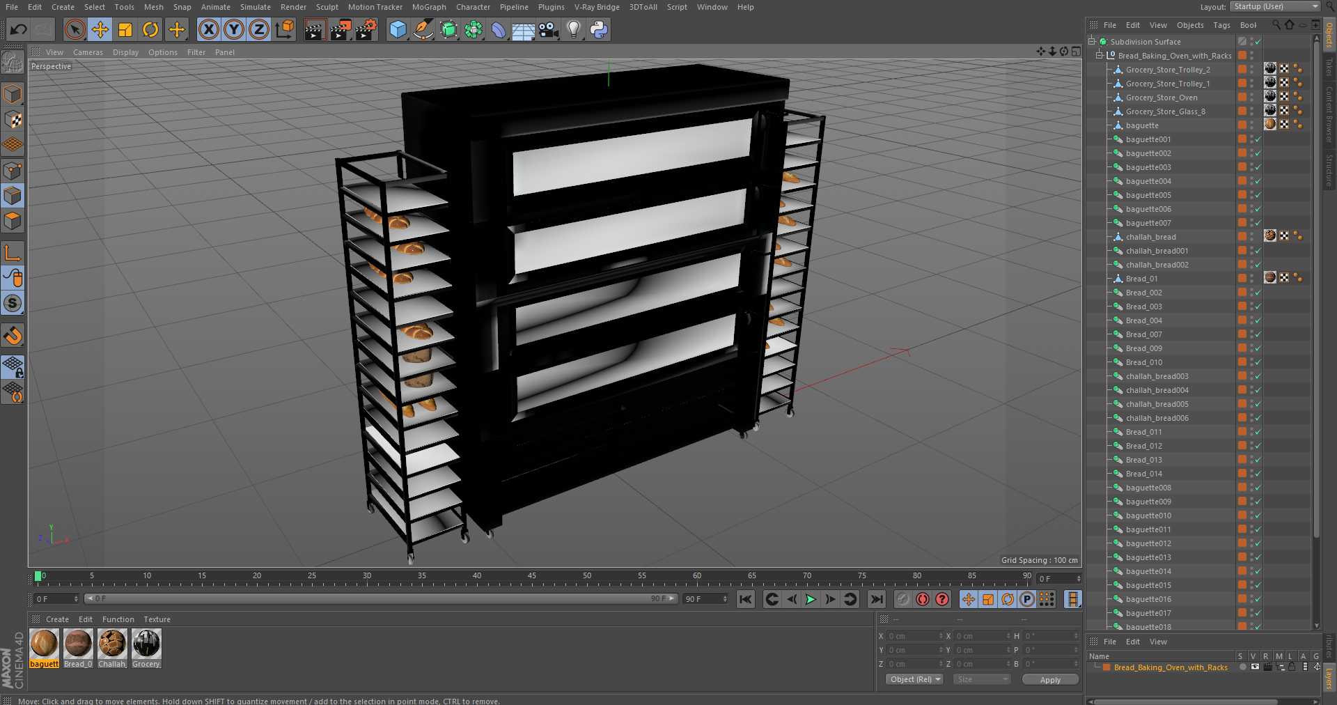 3D Bread Baking Oven with Racks model