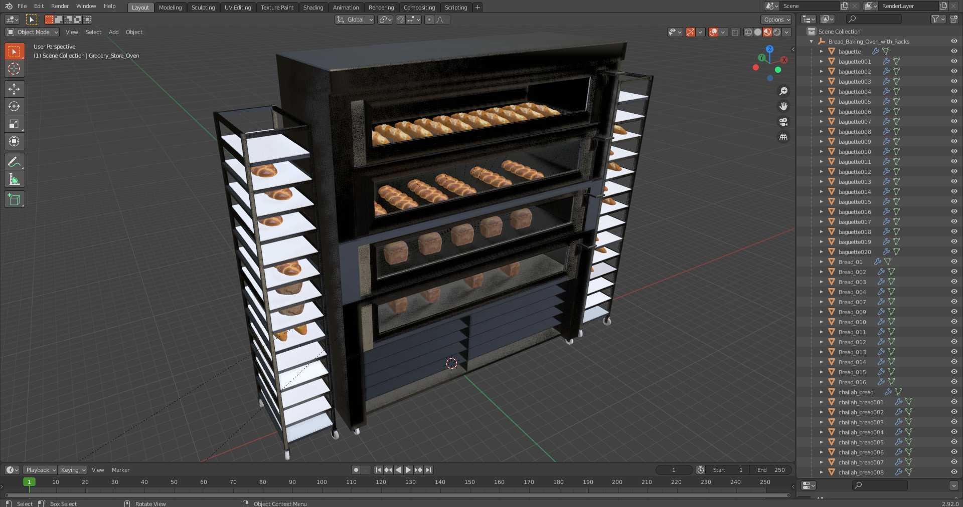 3D Bread Baking Oven with Racks model