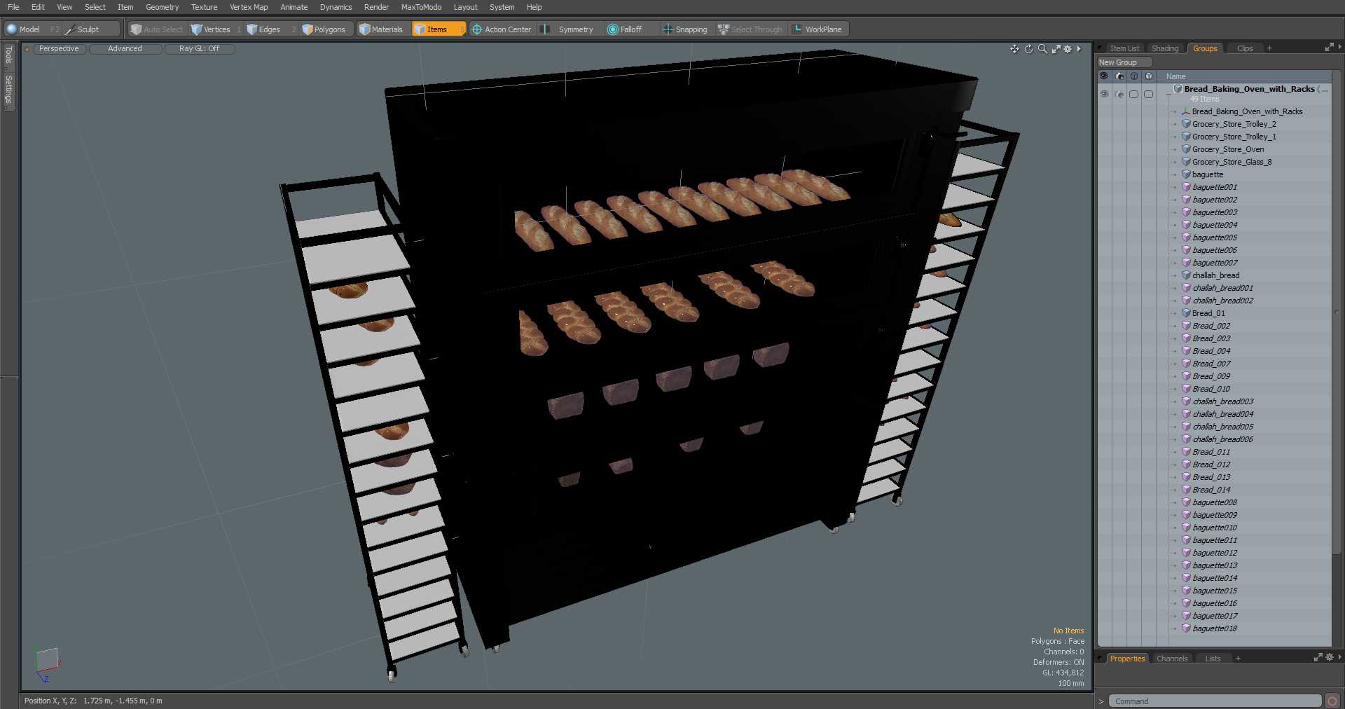 3D Bread Baking Oven with Racks model