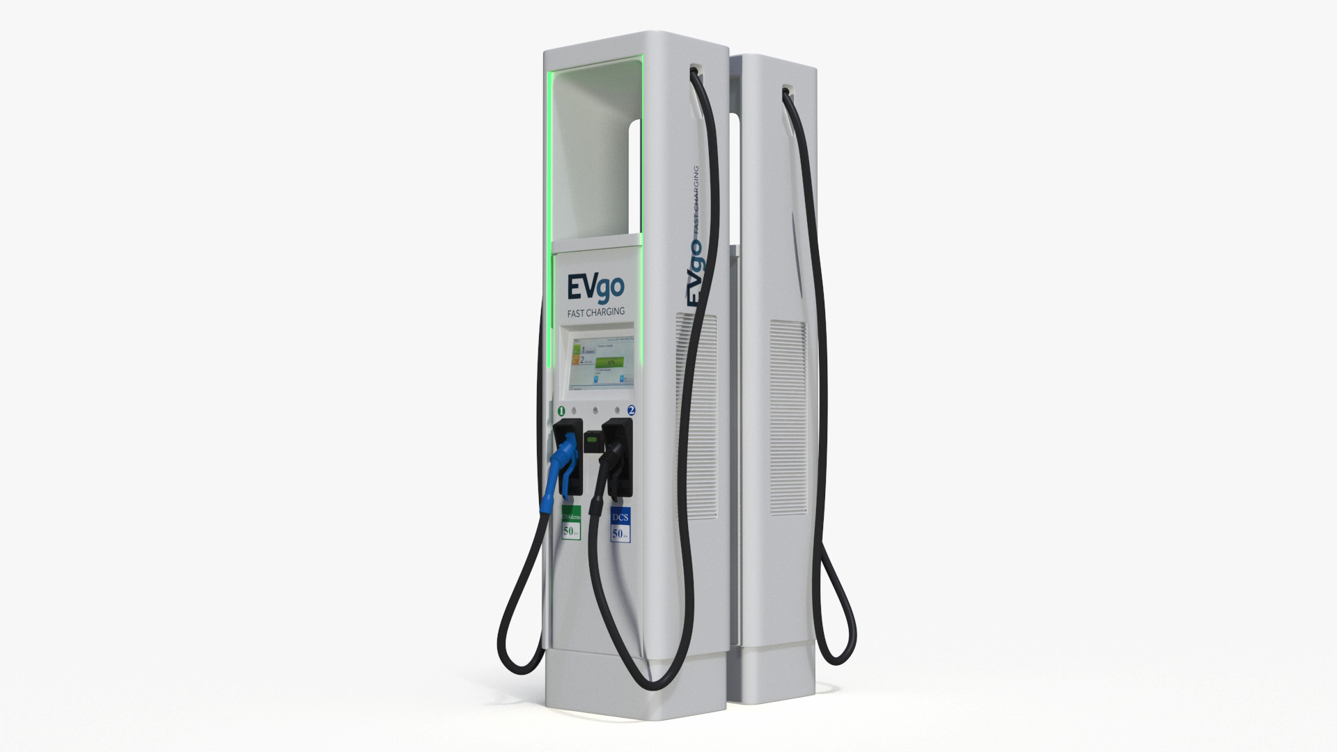 Chevrolet Silverado EV and Tesla on EVgo Fast Charging Station 3D