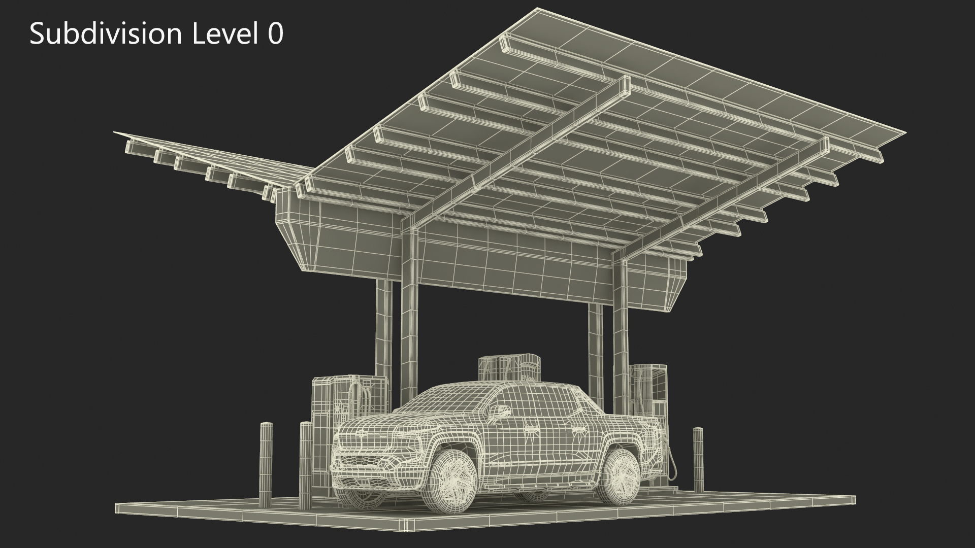 Chevrolet Silverado EV and Tesla on EVgo Fast Charging Station 3D