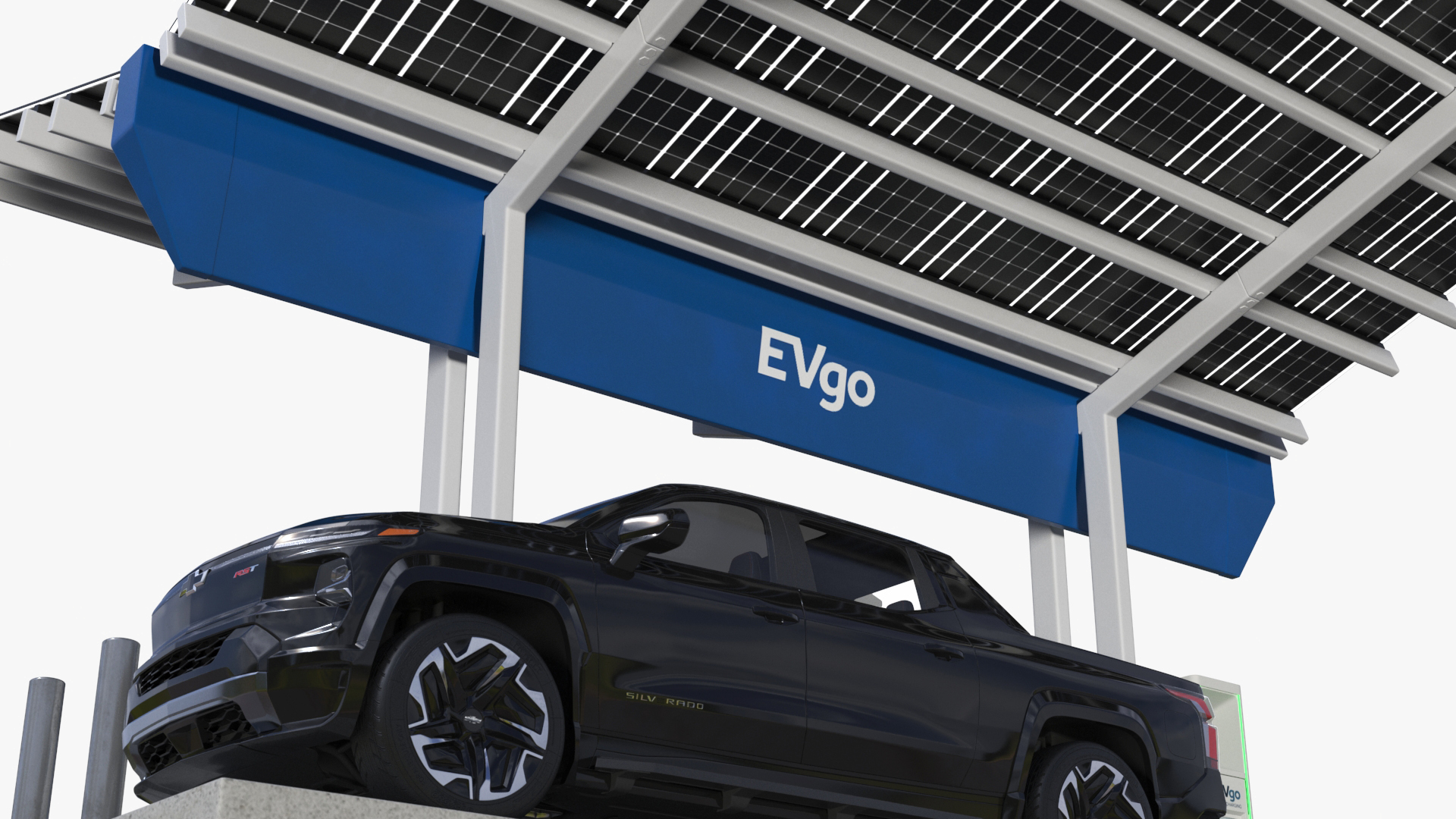 Chevrolet Silverado EV and Tesla on EVgo Fast Charging Station 3D