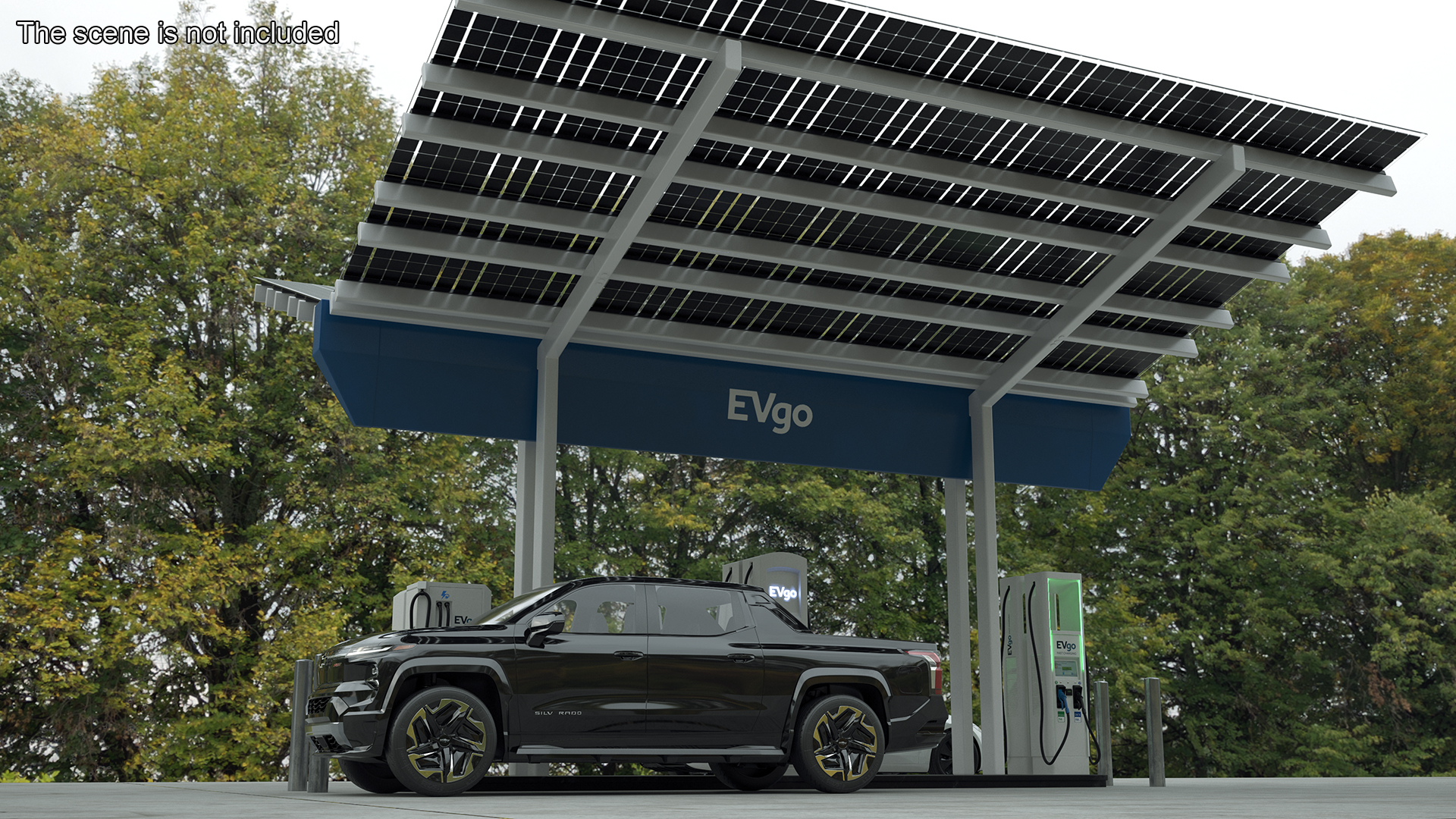 Chevrolet Silverado EV and Tesla on EVgo Fast Charging Station 3D