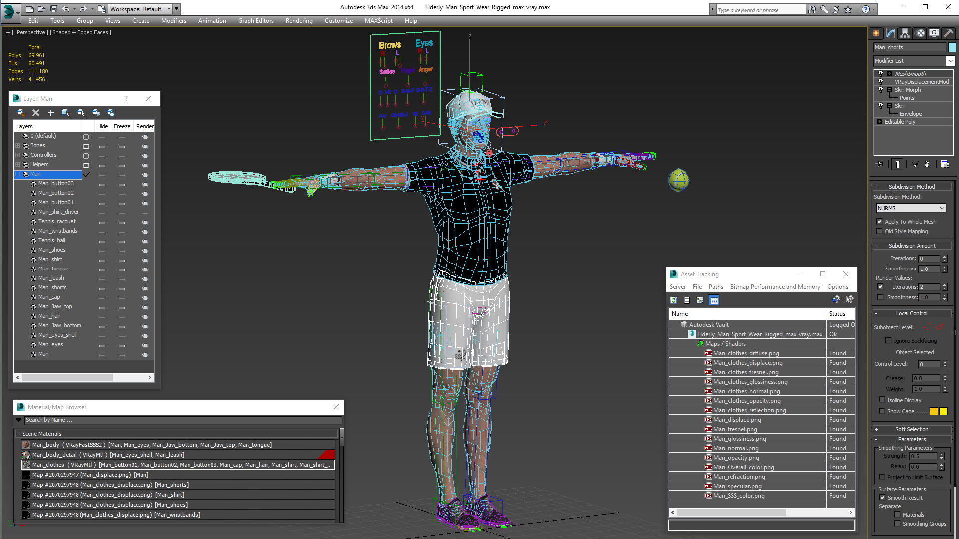 Elderly Man Sport Wear Rigged 3D model