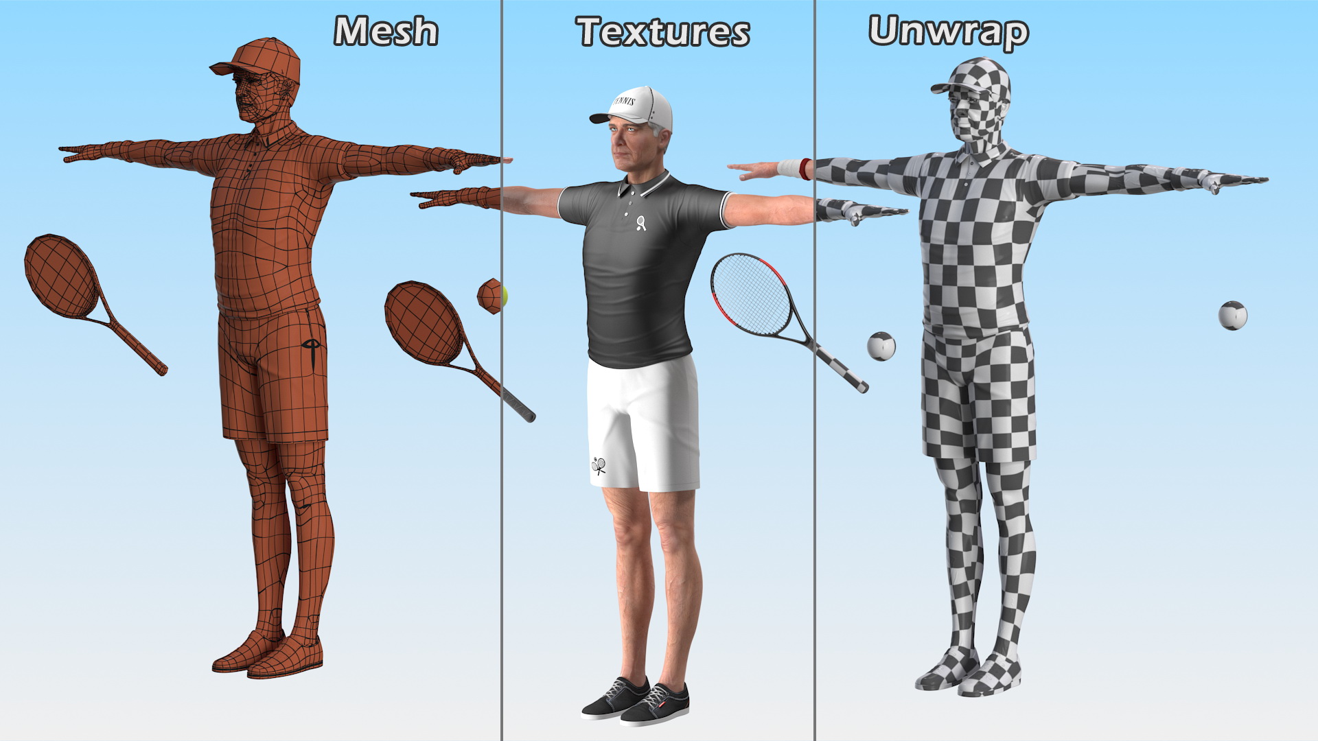 Elderly Man Sport Wear Rigged 3D model