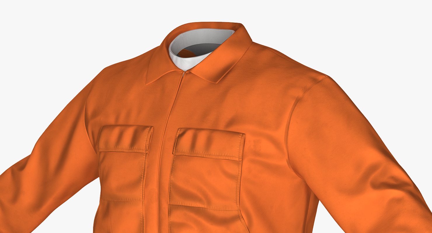 Factory Work Wear Overalls Uniform with Hardhat 3D