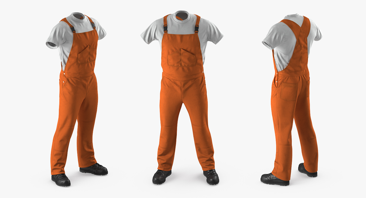 Factory Work Wear Overalls Uniform with Hardhat 3D