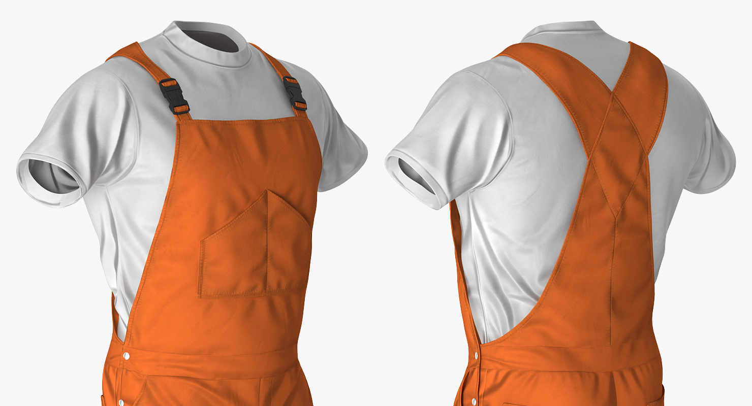 Factory Work Wear Overalls Uniform with Hardhat 3D