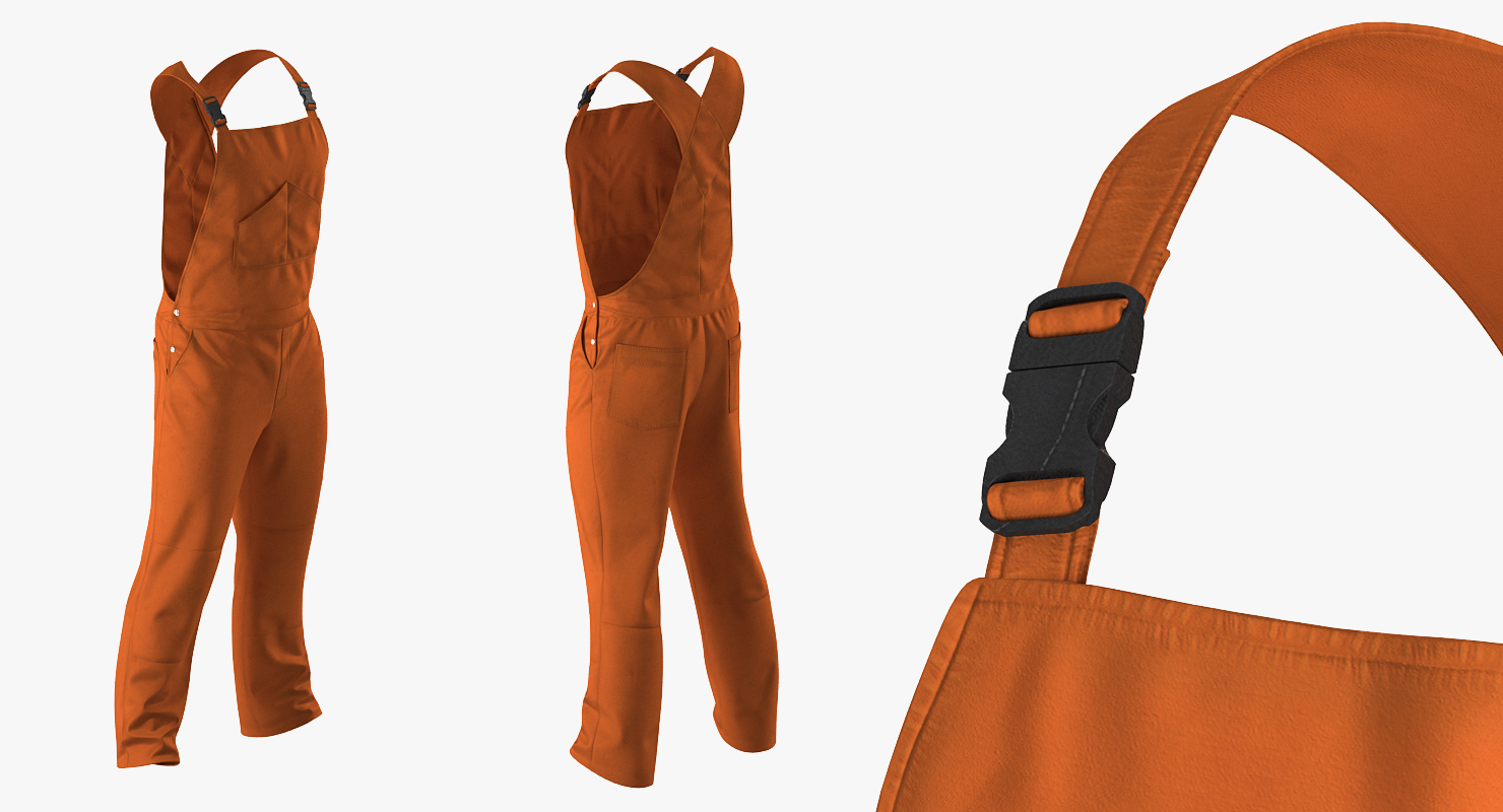 Factory Work Wear Overalls Uniform with Hardhat 3D