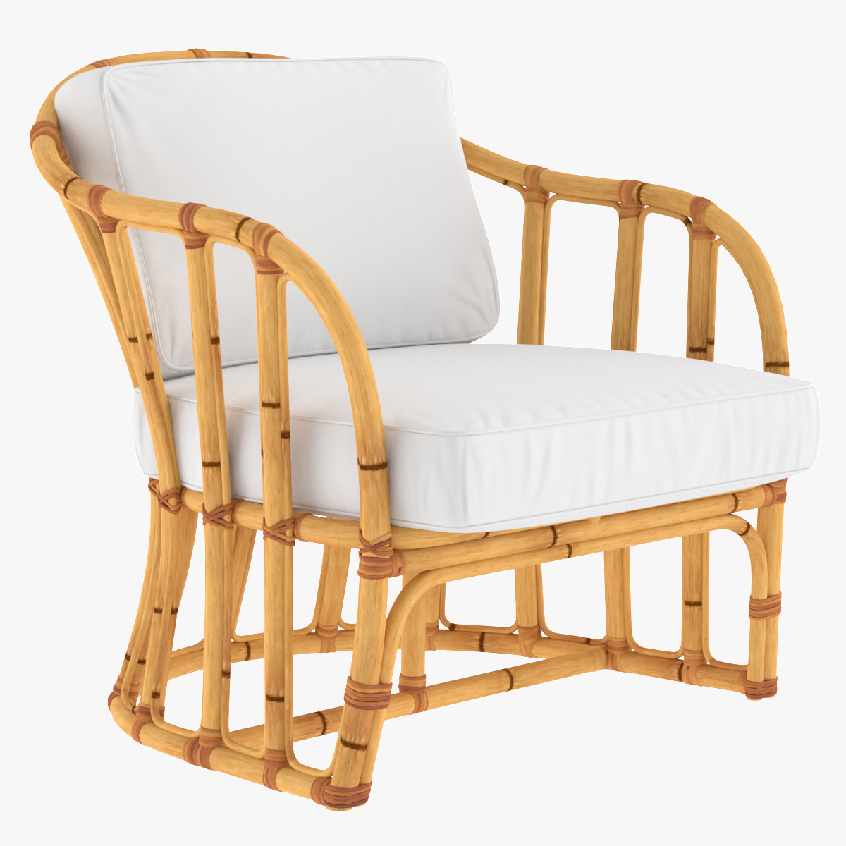 Bamboo Armchair with Cushions 3D model