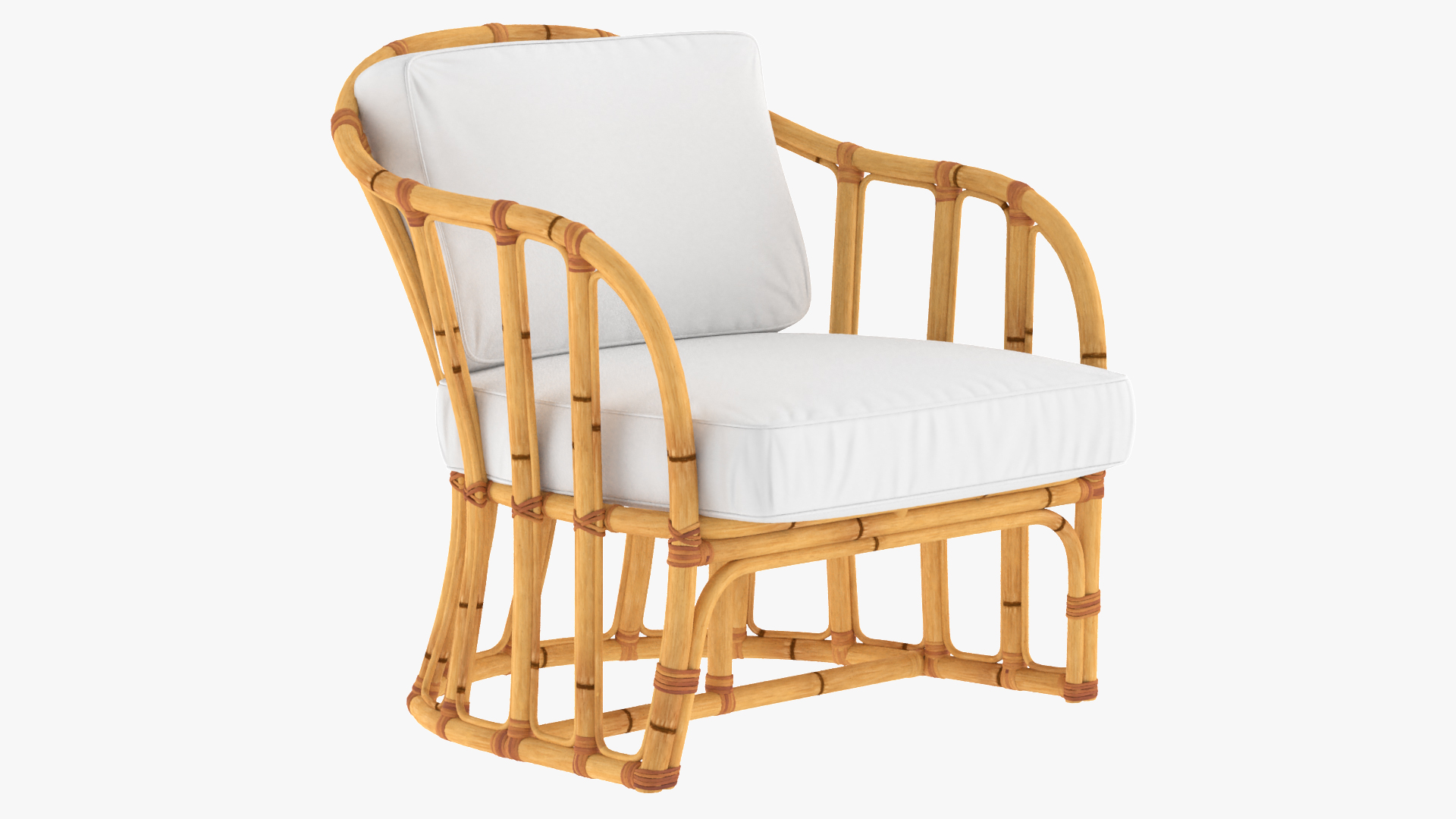 Bamboo Armchair with Cushions 3D model