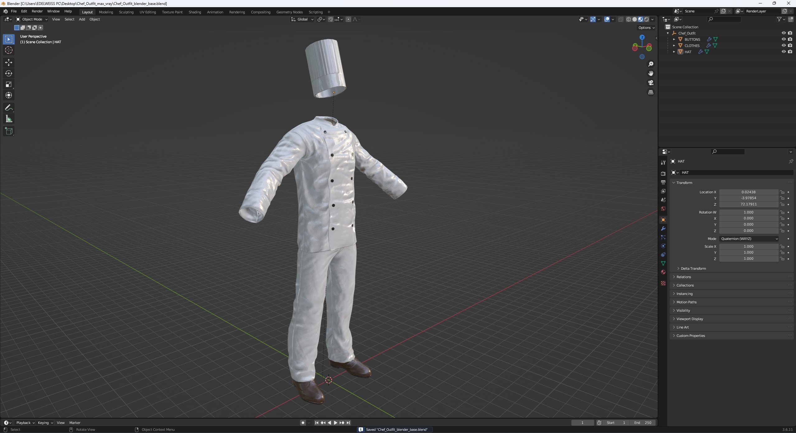 3D Chef Outfit