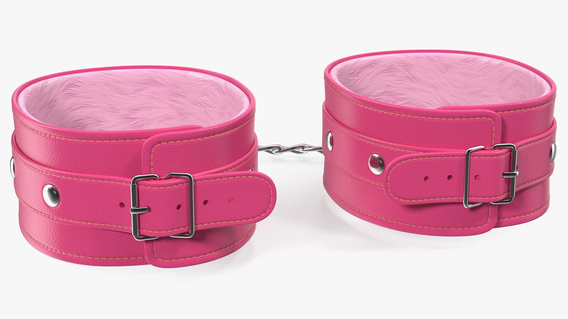 Leather Handcuffs Pink 3D