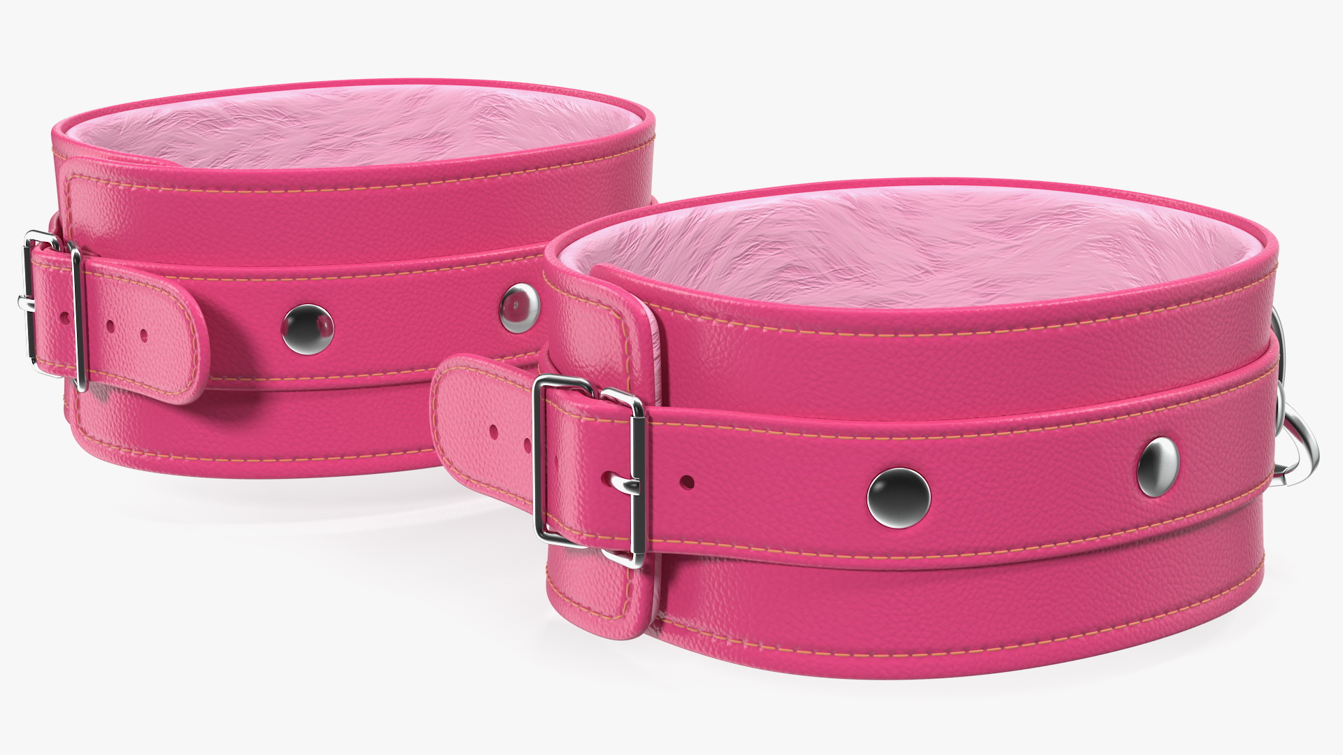 Leather Handcuffs Pink 3D