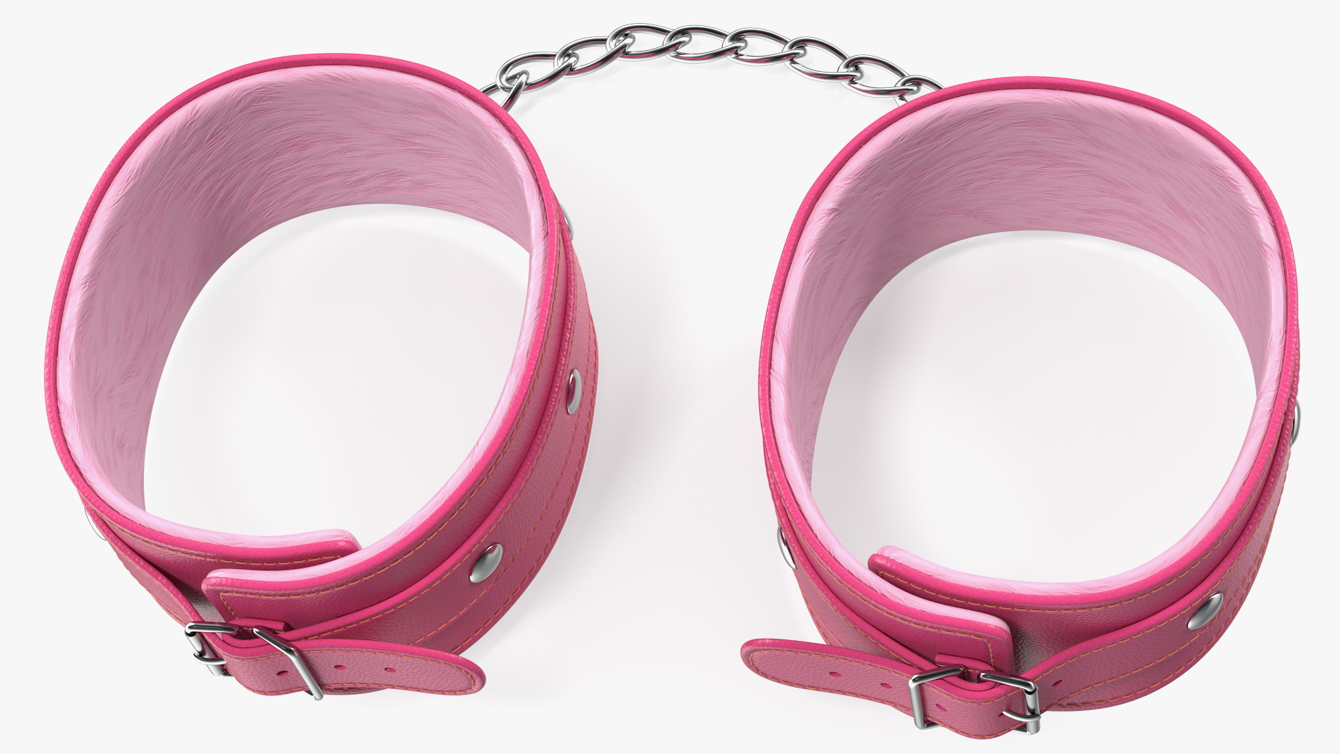 Leather Handcuffs Pink 3D