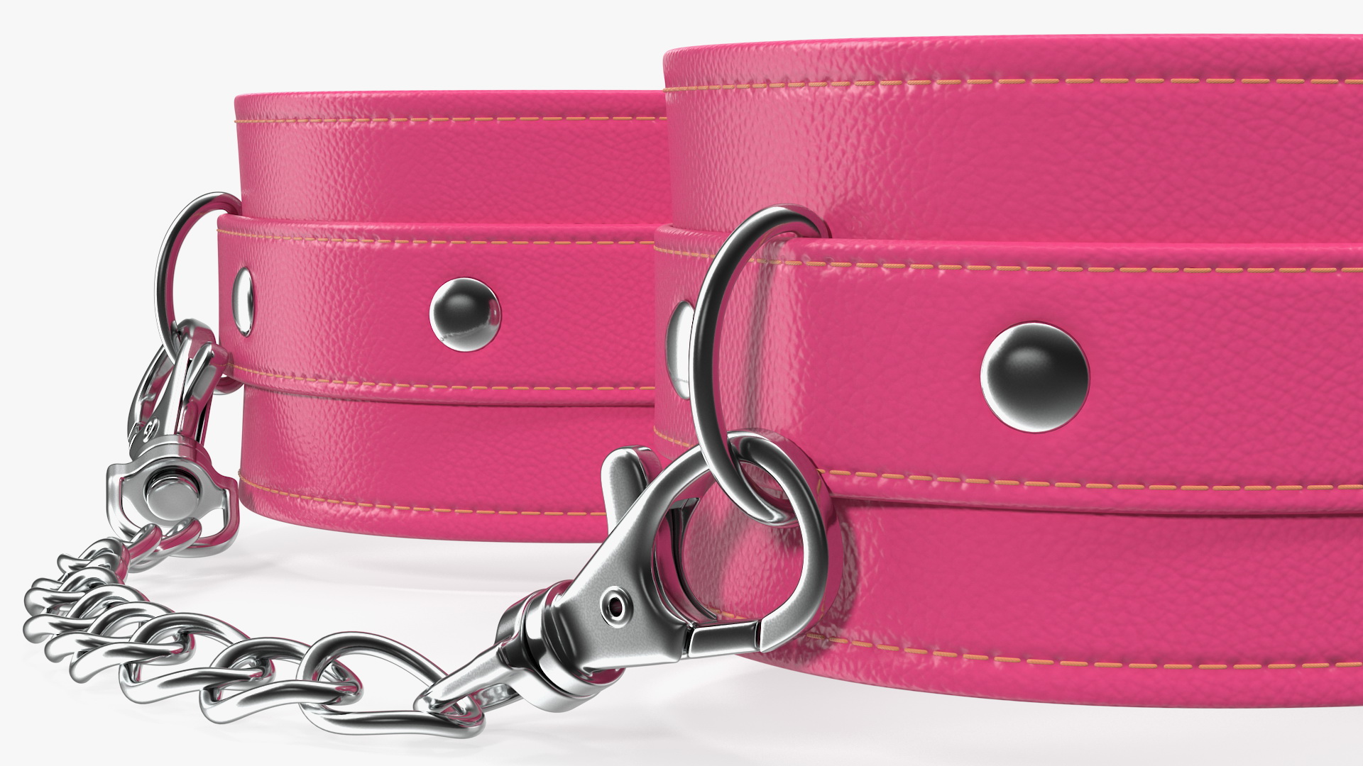 Leather Handcuffs Pink 3D