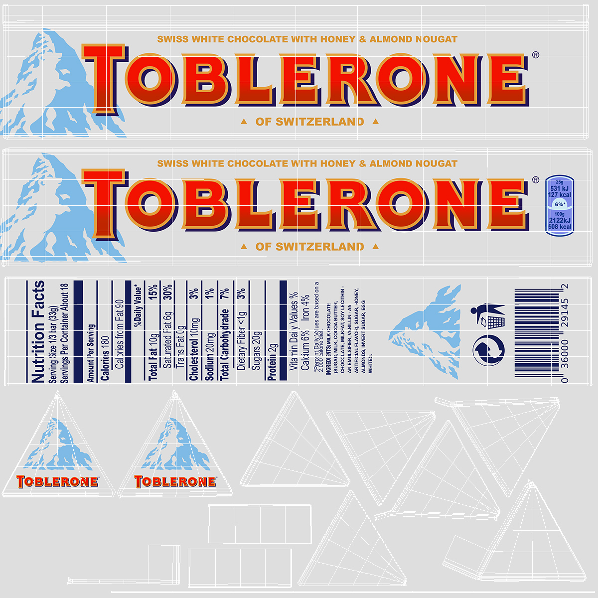 3D Toblerone White Chocolate Package model