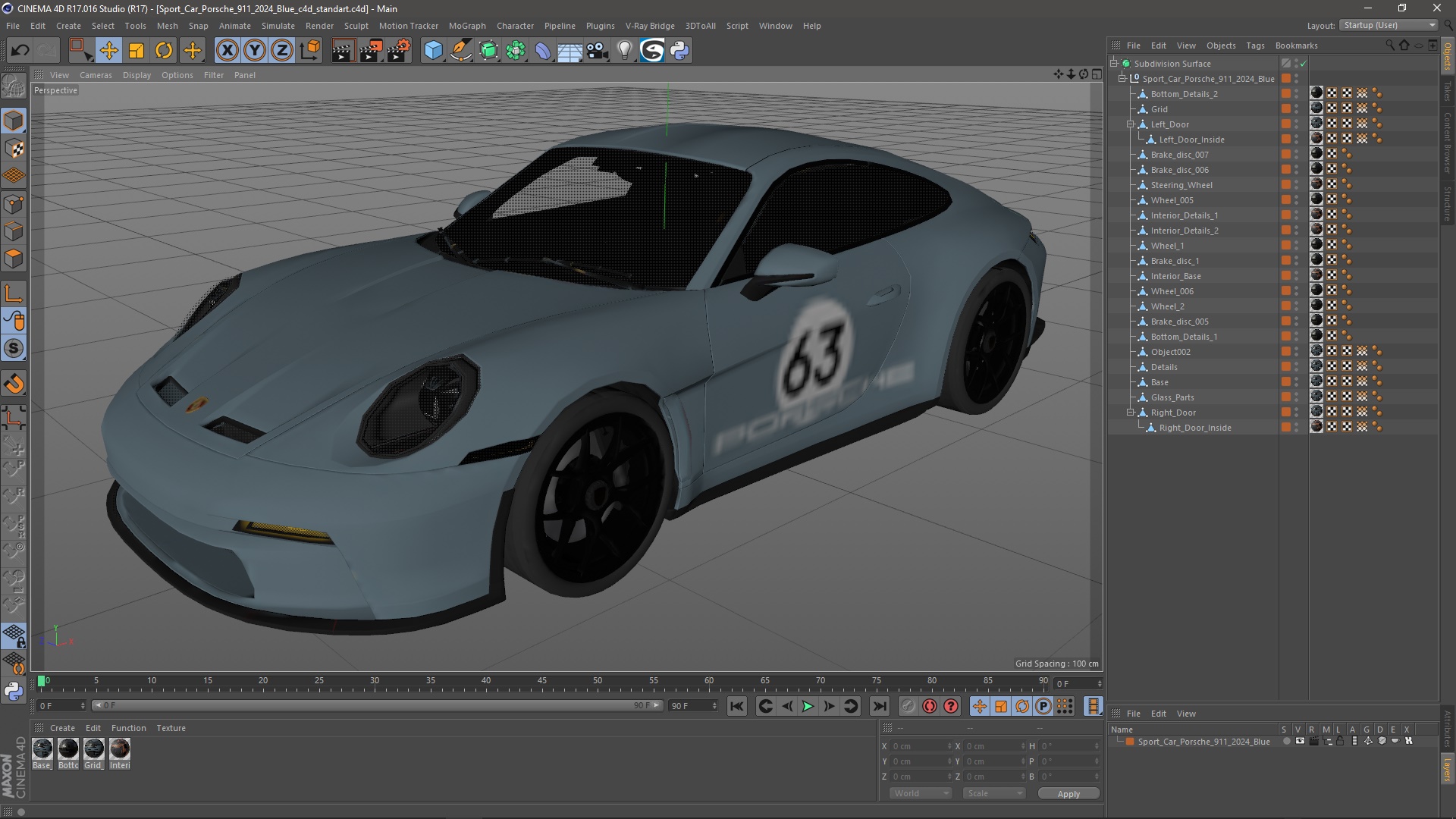 3D Sport Car Porsche 911 2024 Blue