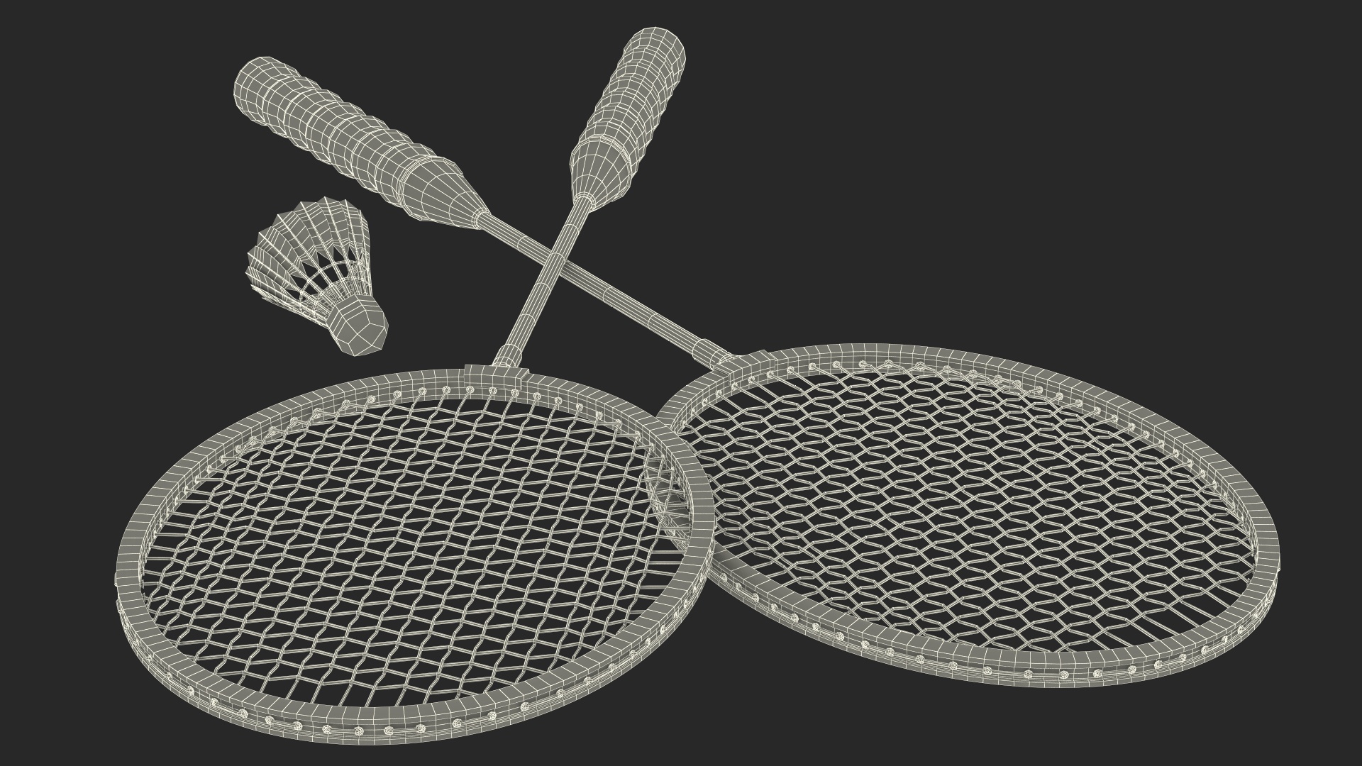 3D model Red Composite Badminton Rackets and Plastic Shuttlecock