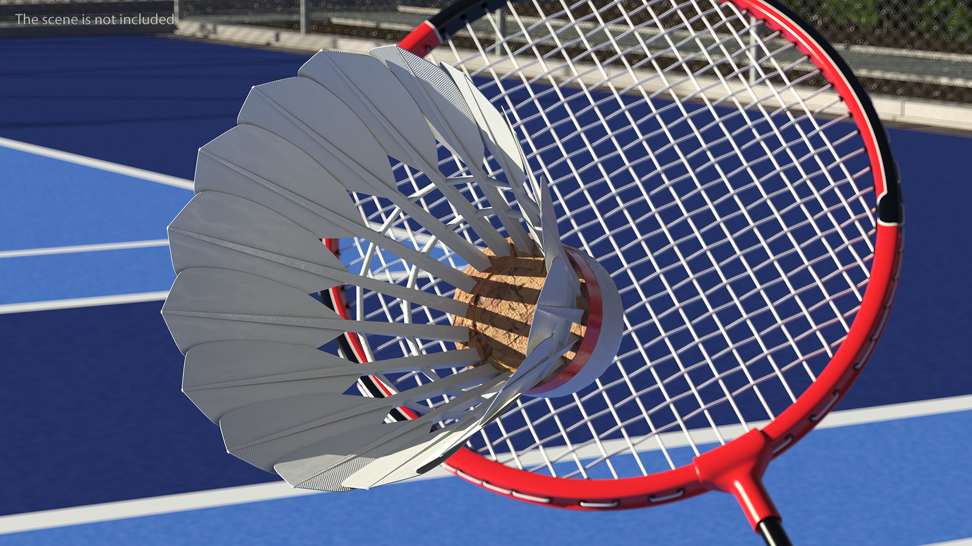 3D model Red Composite Badminton Rackets and Plastic Shuttlecock