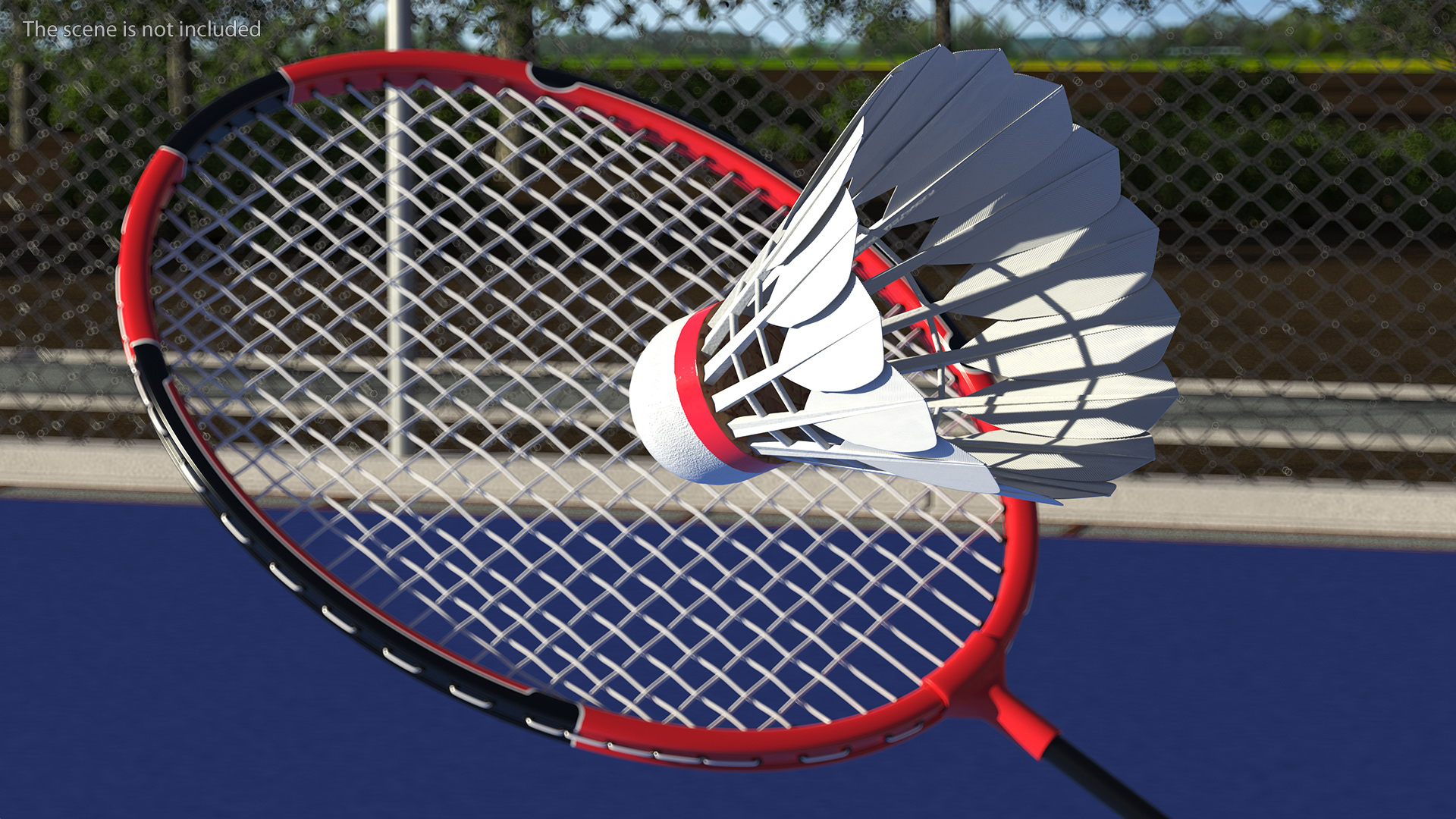 3D model Red Composite Badminton Rackets and Plastic Shuttlecock