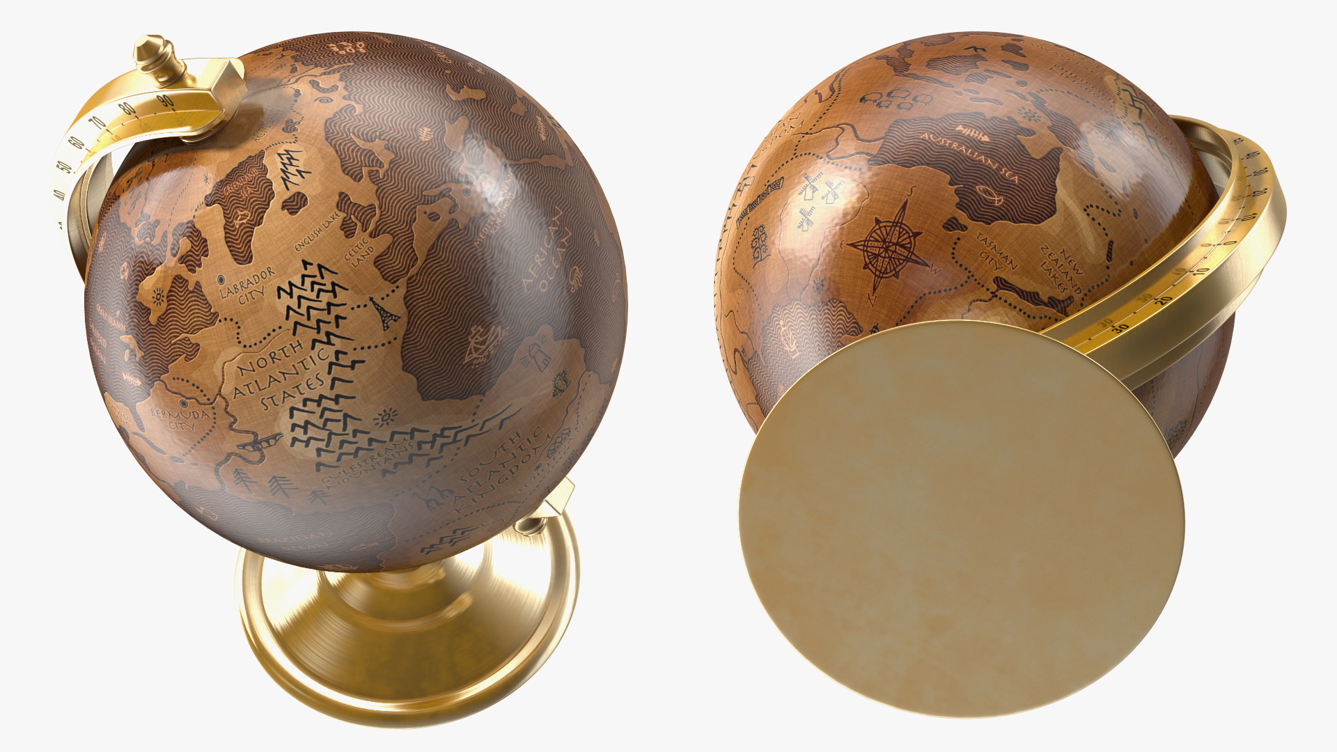 Antique Globe On Bronze Stand 3D model