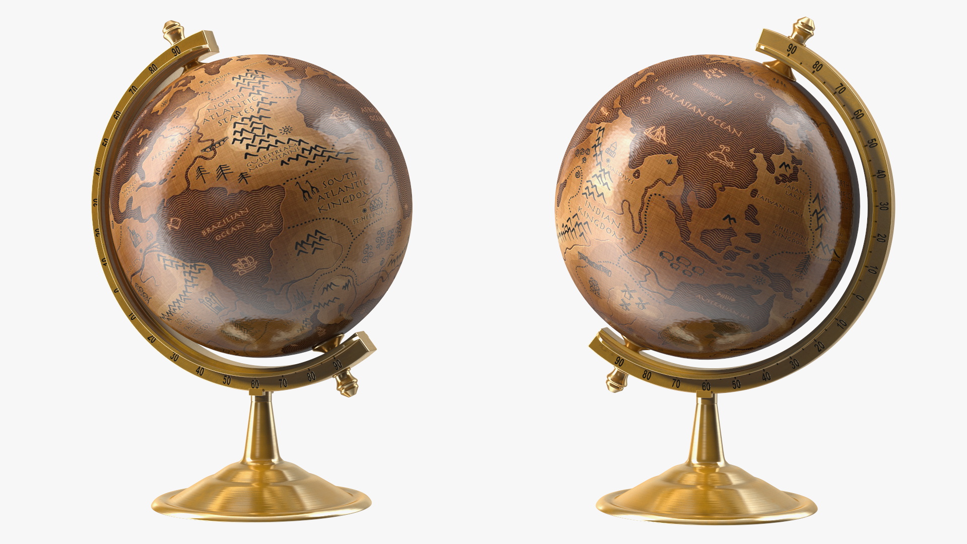 Antique Globe On Bronze Stand 3D model