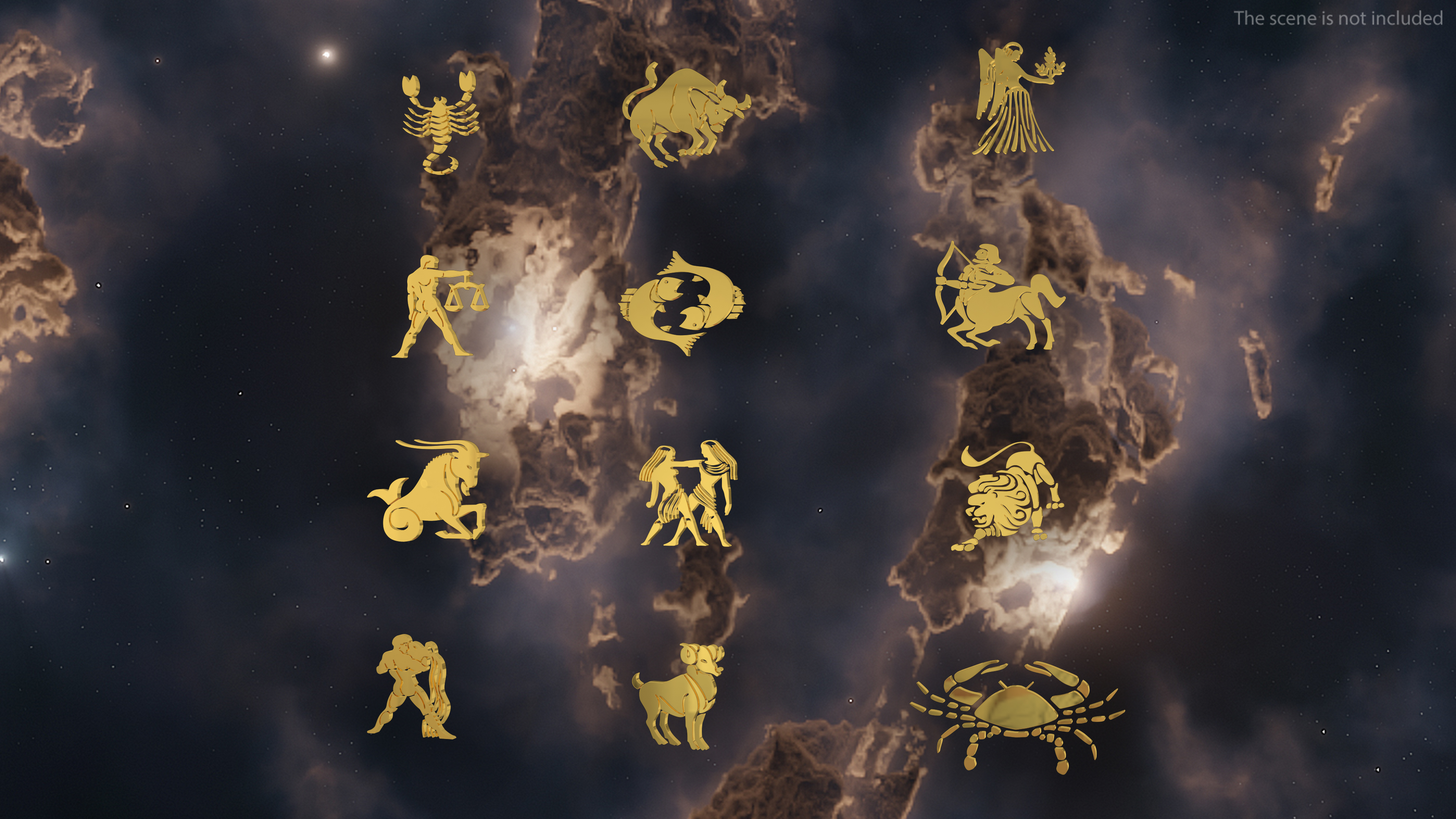 Golden Zodiac Signs 3D model