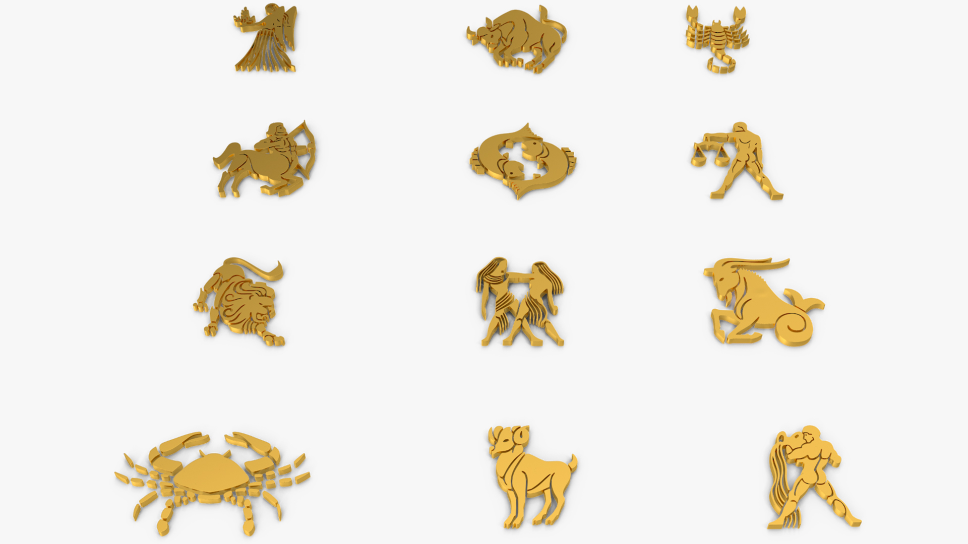 Golden Zodiac Signs 3D model