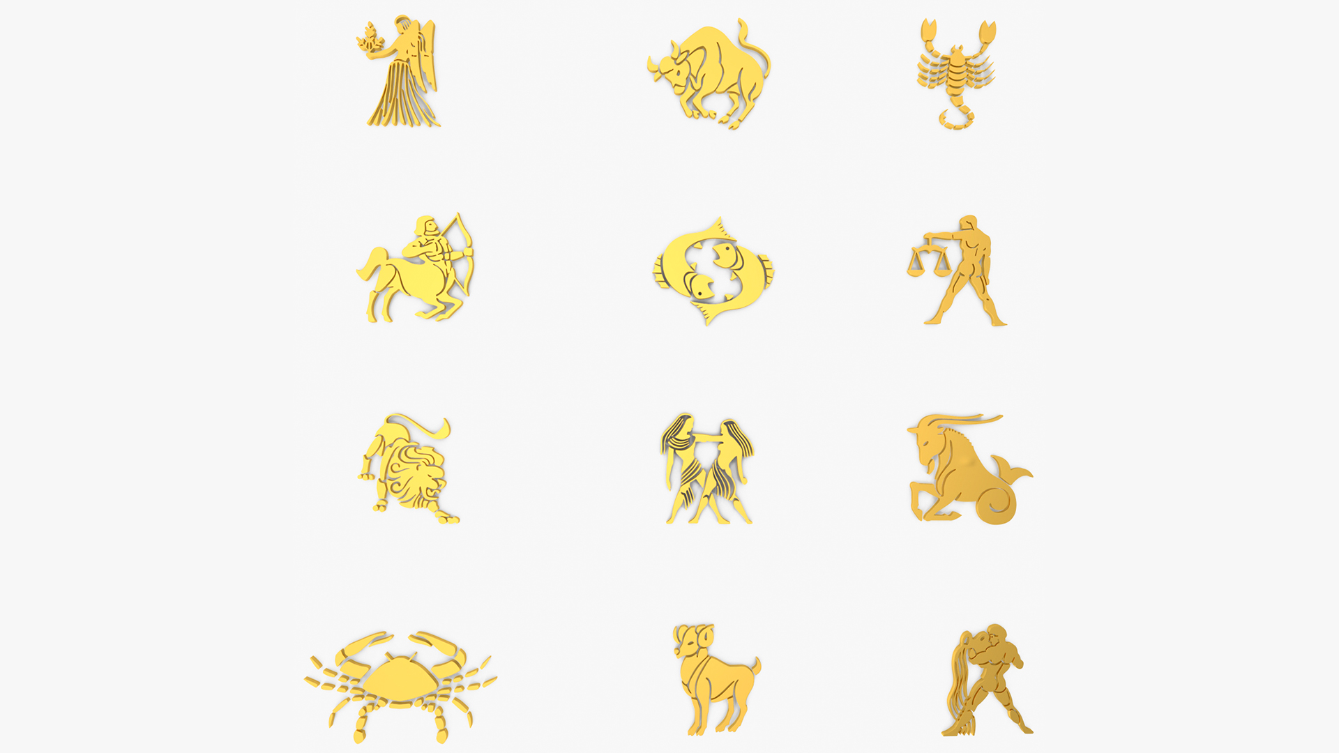 Golden Zodiac Signs 3D model