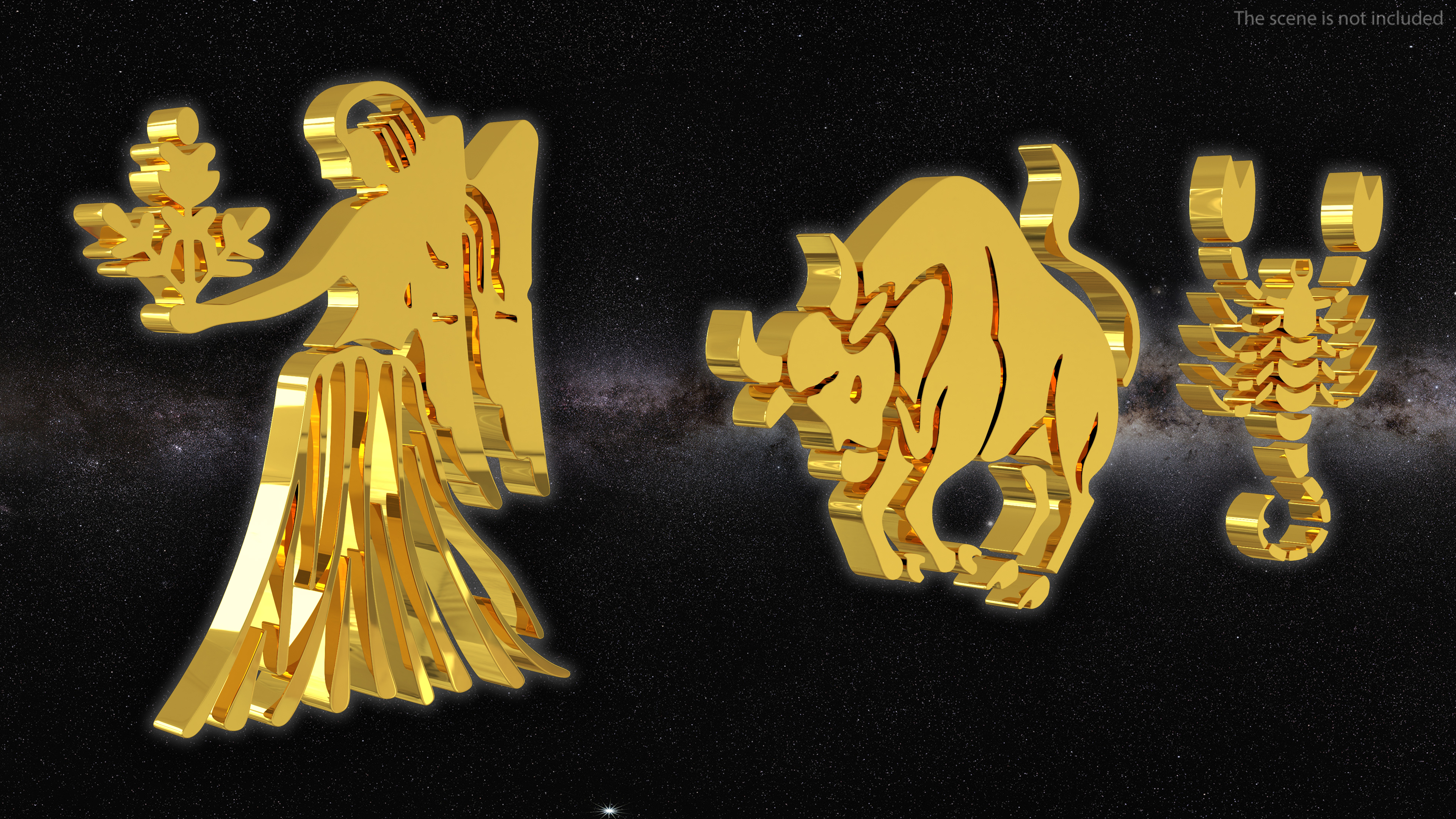 Golden Zodiac Signs 3D model