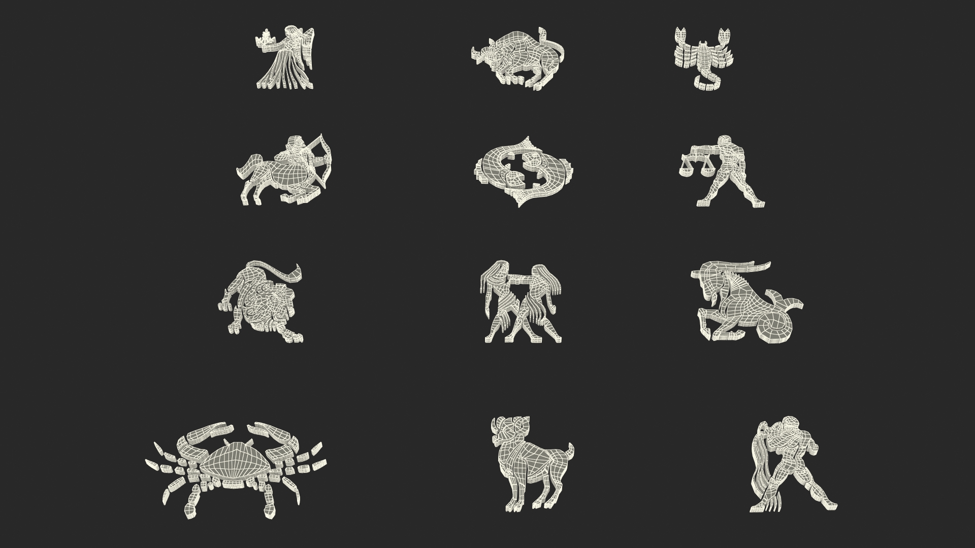 Golden Zodiac Signs 3D model