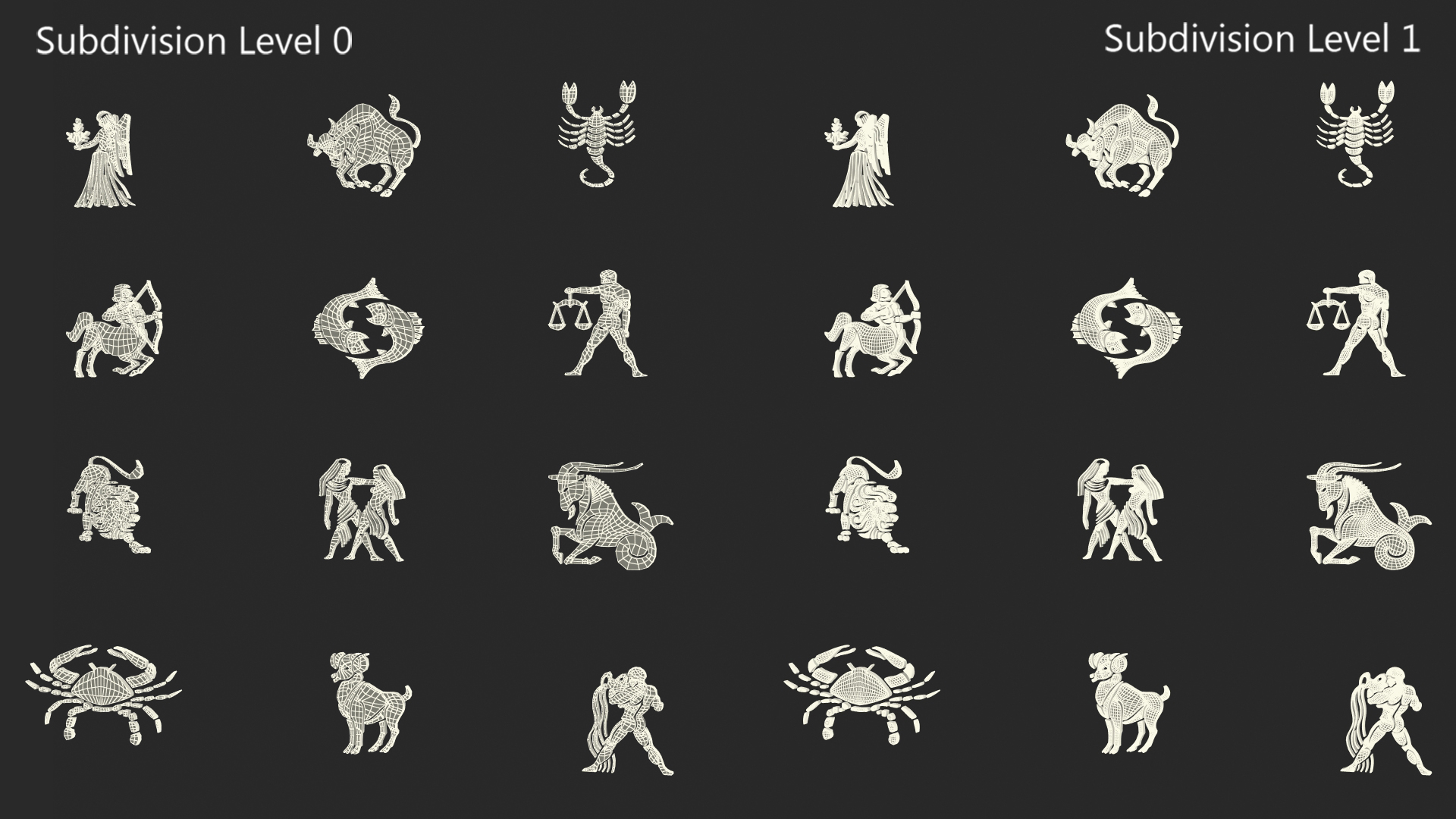 Golden Zodiac Signs 3D model