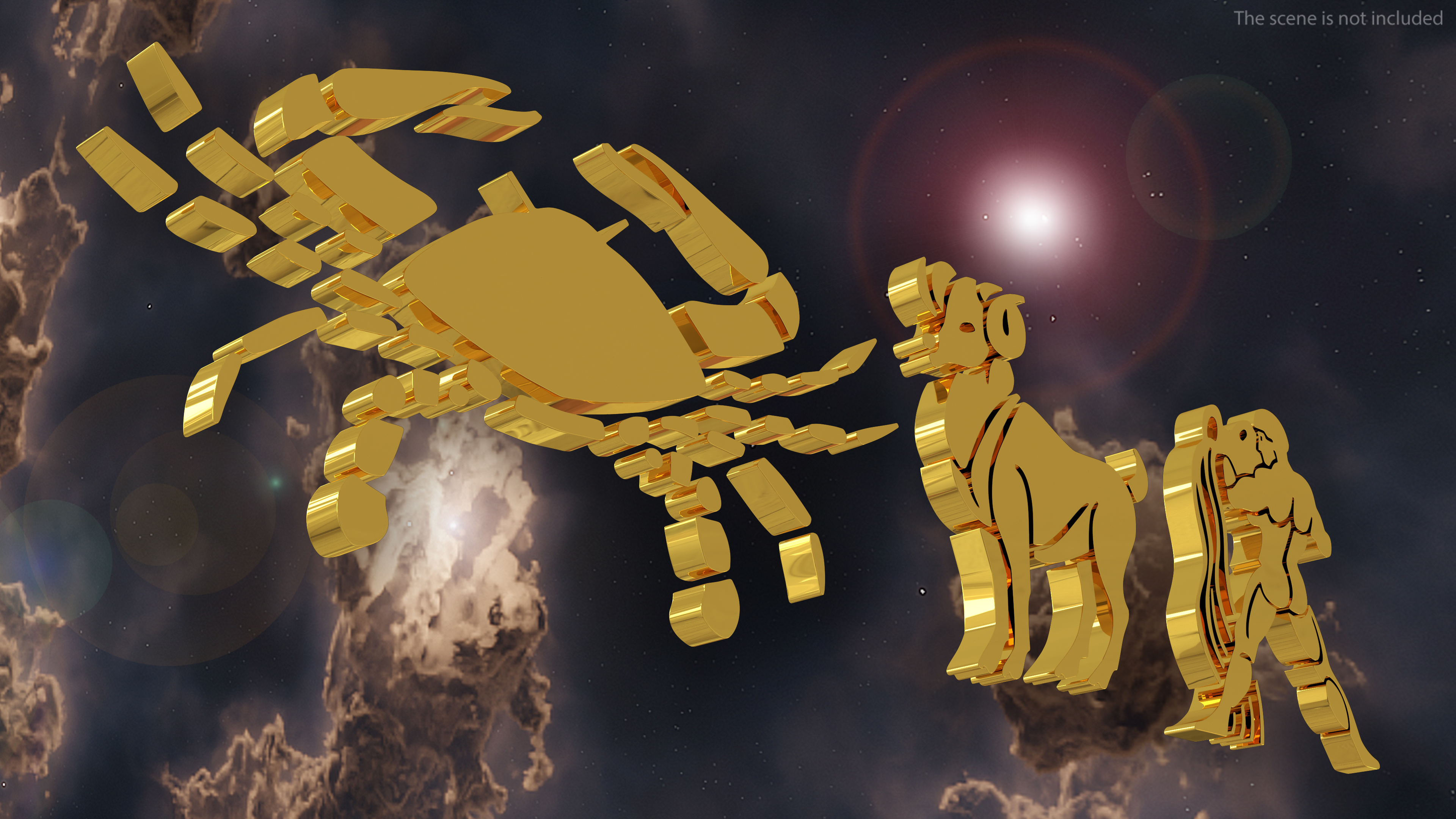 Golden Zodiac Signs 3D model