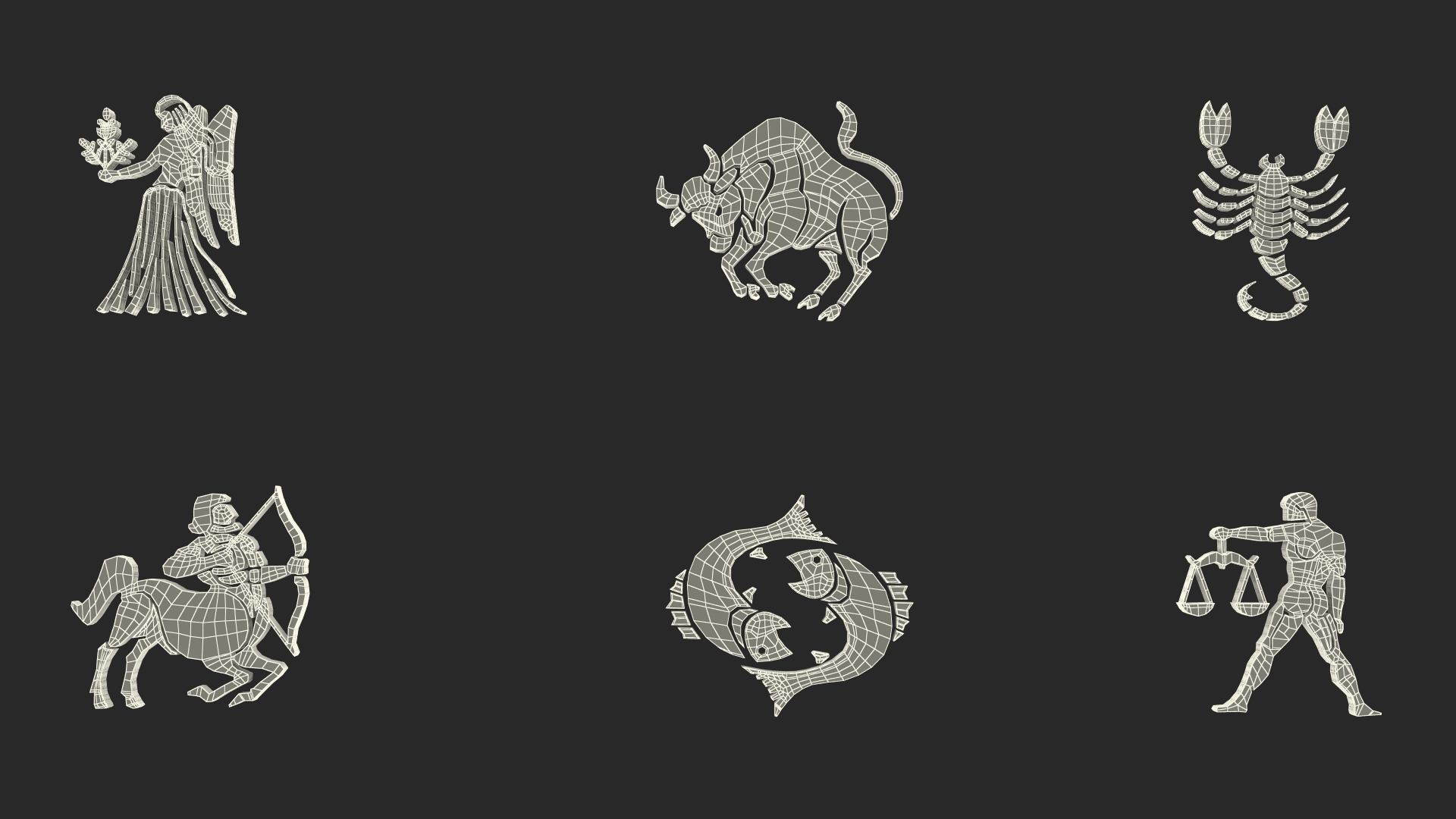 Golden Zodiac Signs 3D model