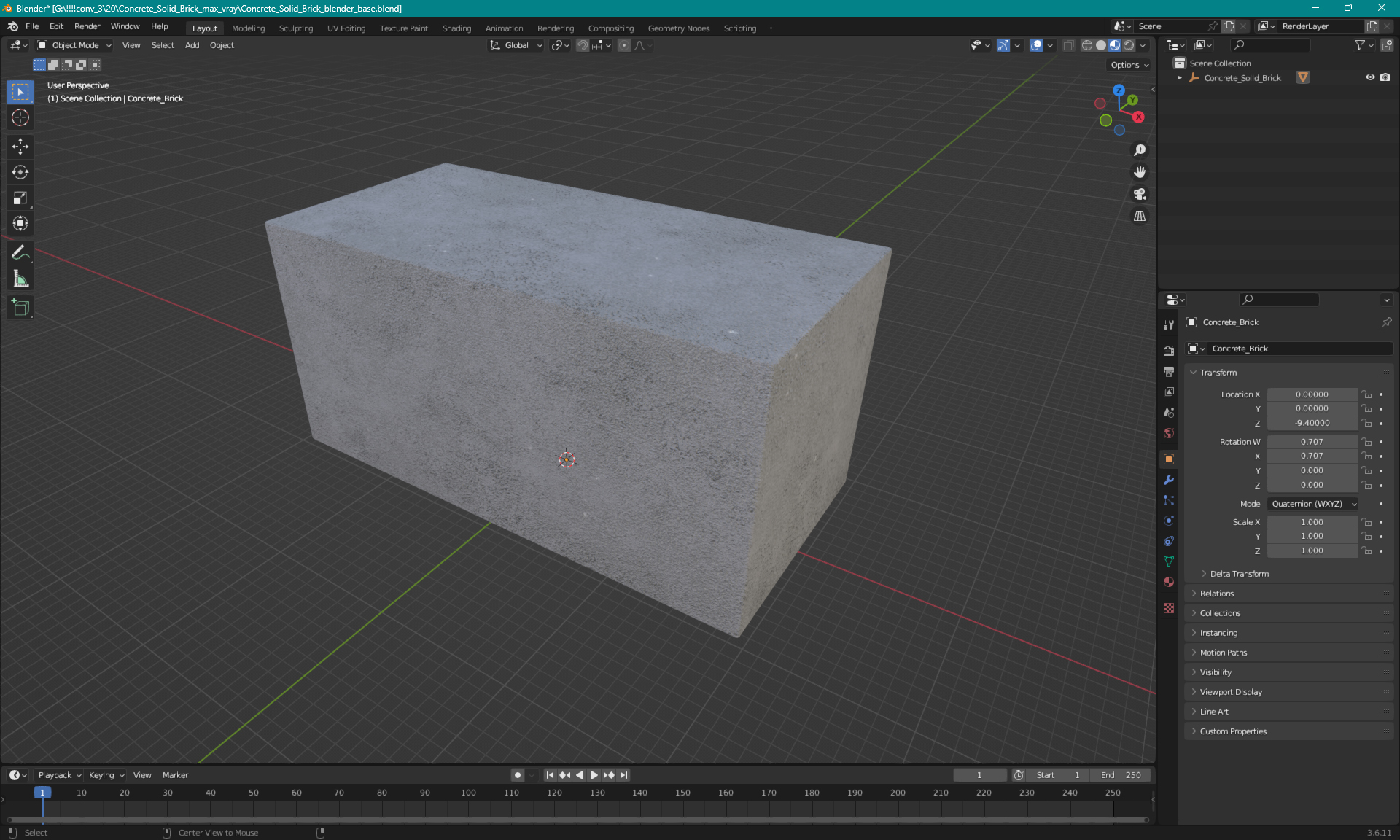 3D model Concrete Solid Brick