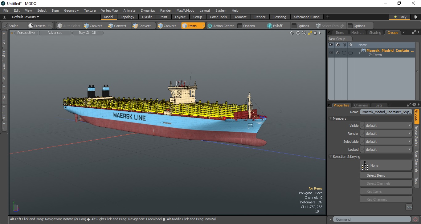 Maersk Madrid Container Ship Empty 3D model