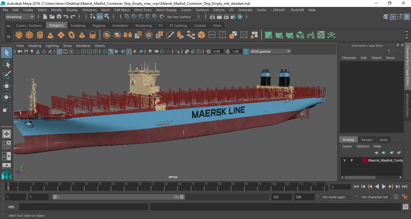 Maersk Madrid Container Ship Empty 3D model