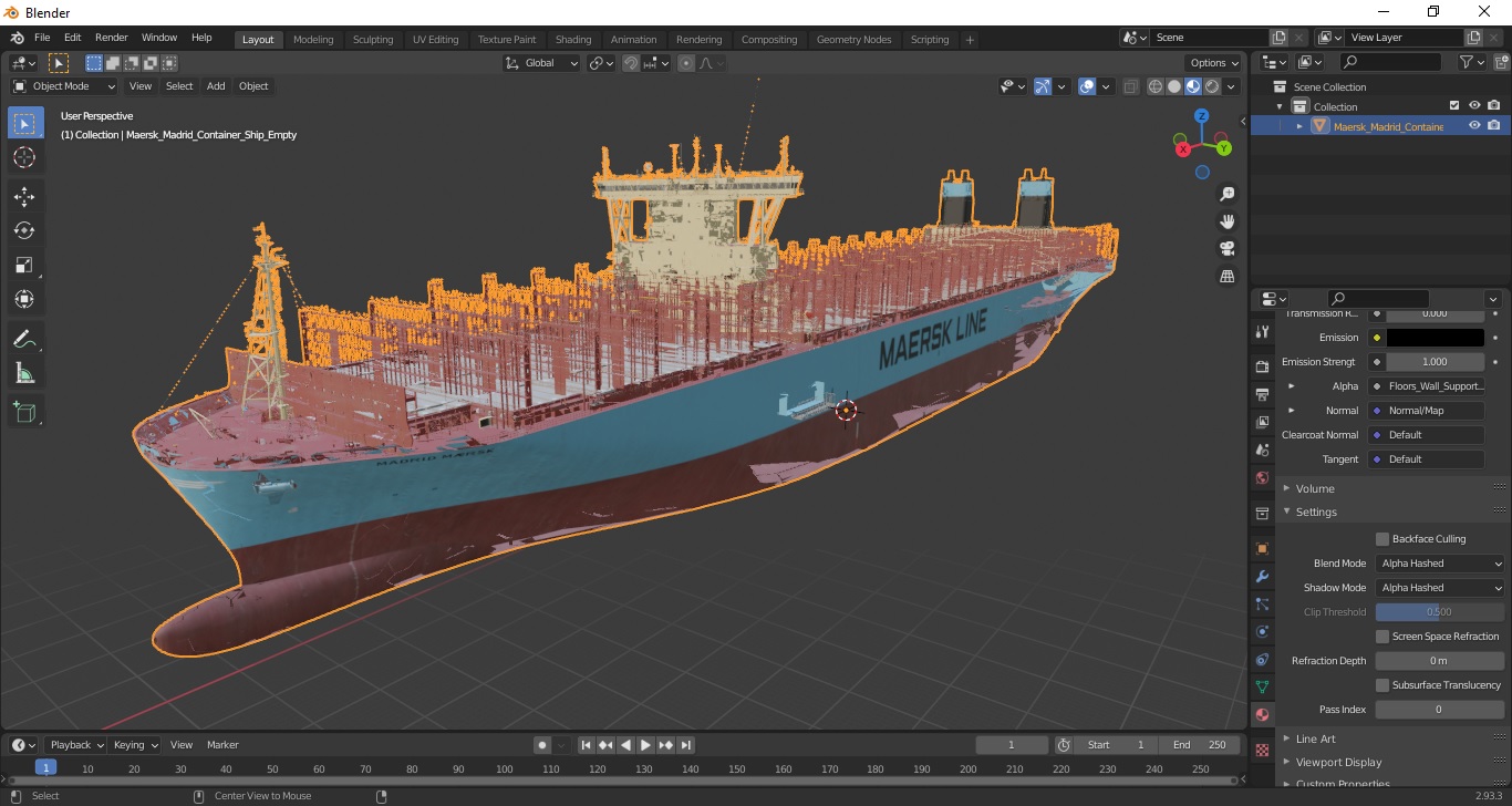 Maersk Madrid Container Ship Empty 3D model