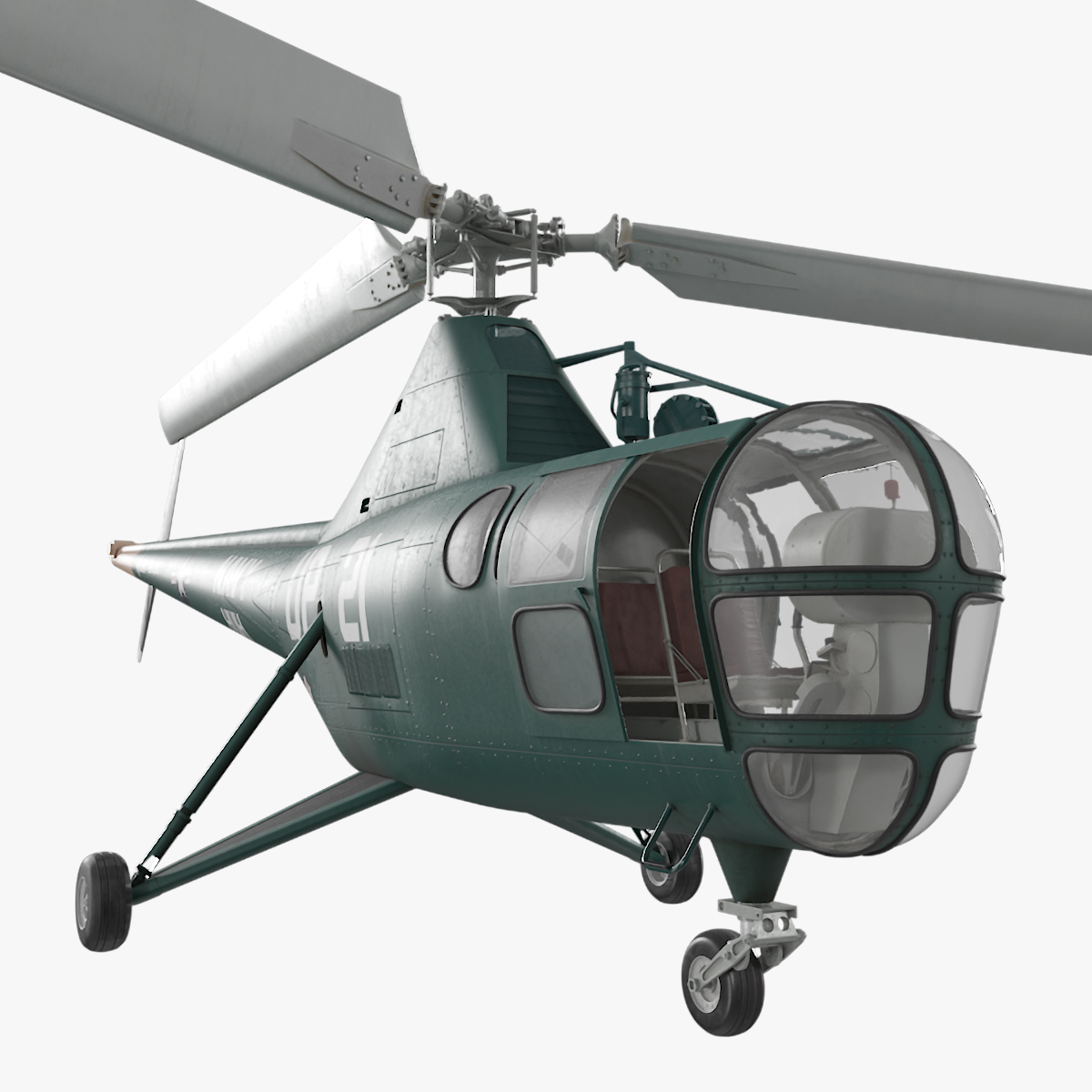 3D Navy Helicopter Sikorsky H-5 Green Rigged