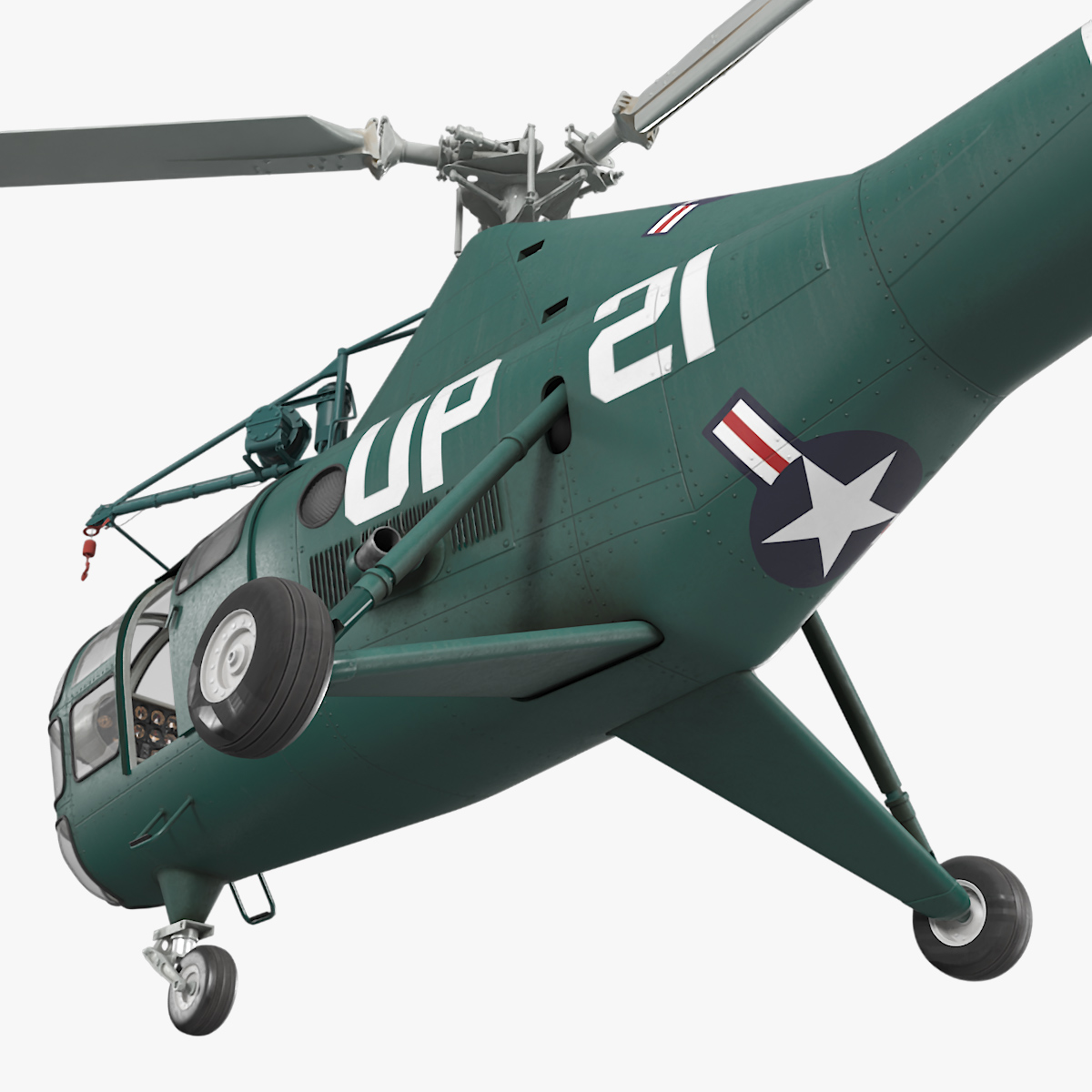 3D Navy Helicopter Sikorsky H-5 Green Rigged