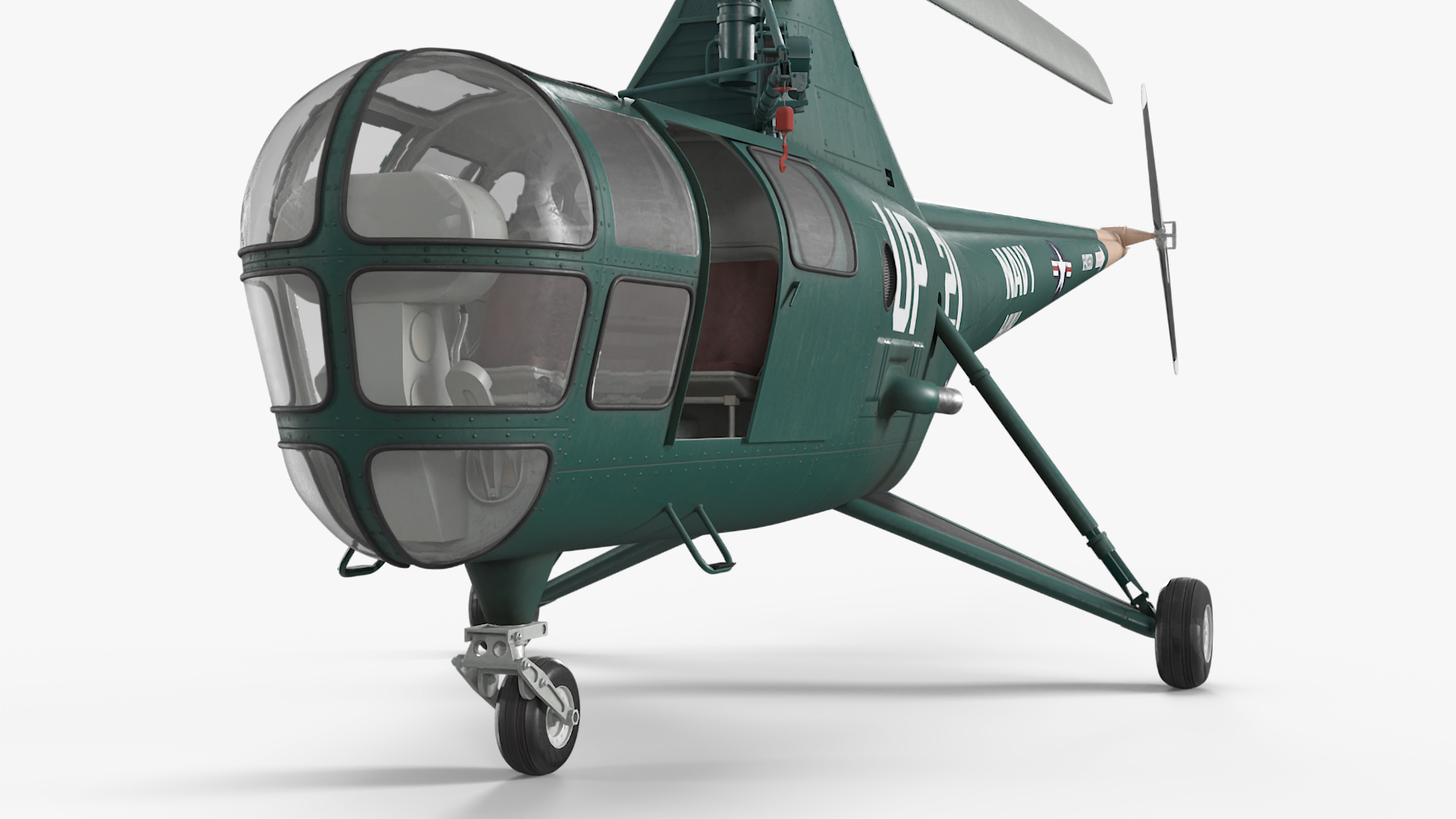 3D Navy Helicopter Sikorsky H-5 Green Rigged