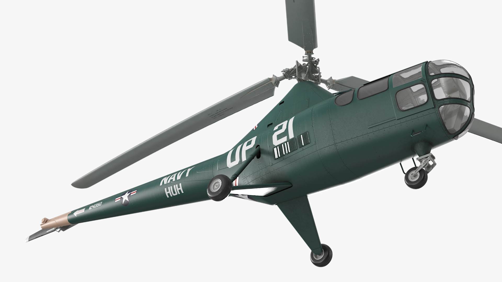 3D Navy Helicopter Sikorsky H-5 Green Rigged