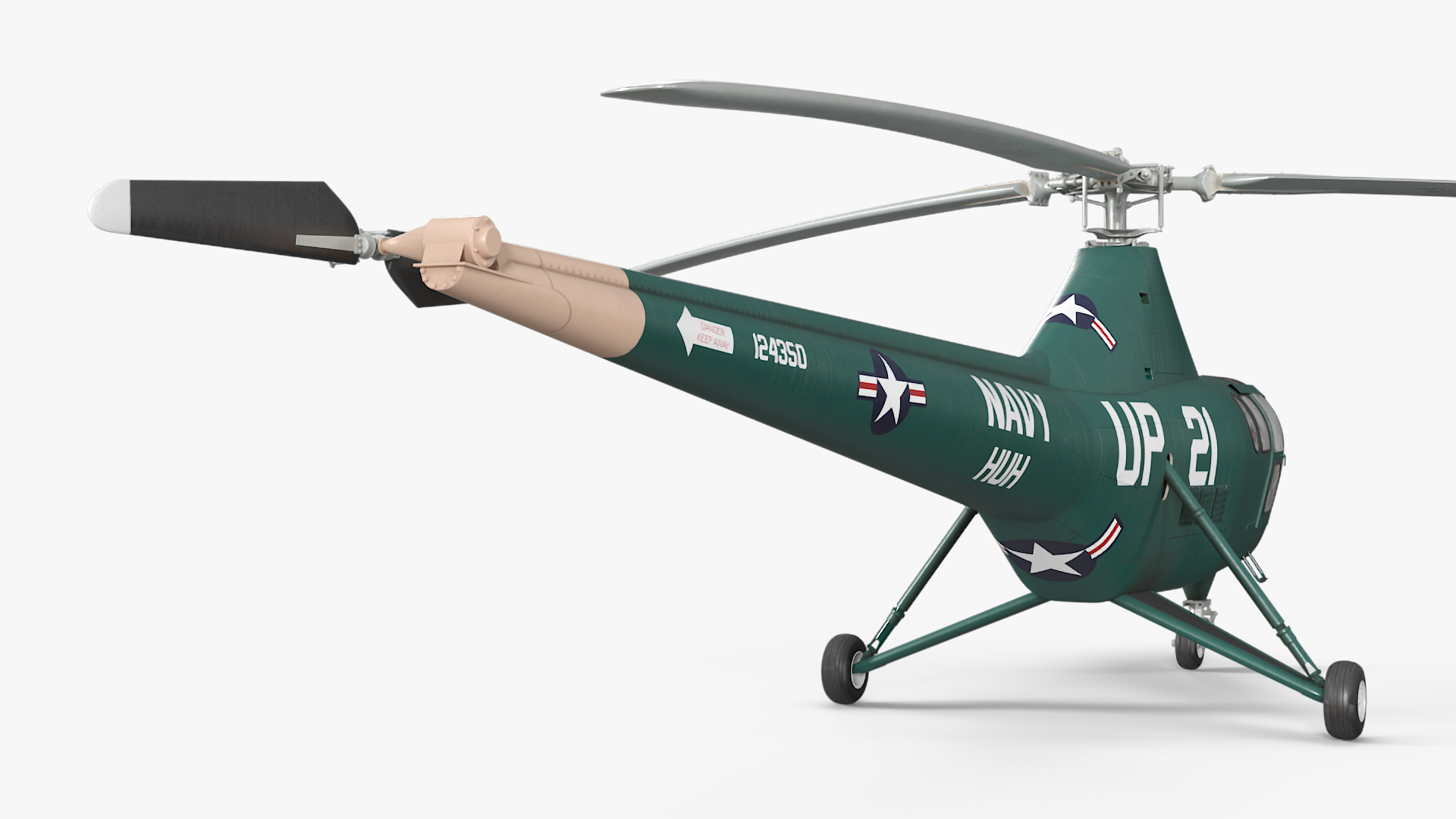 3D Navy Helicopter Sikorsky H-5 Green Rigged